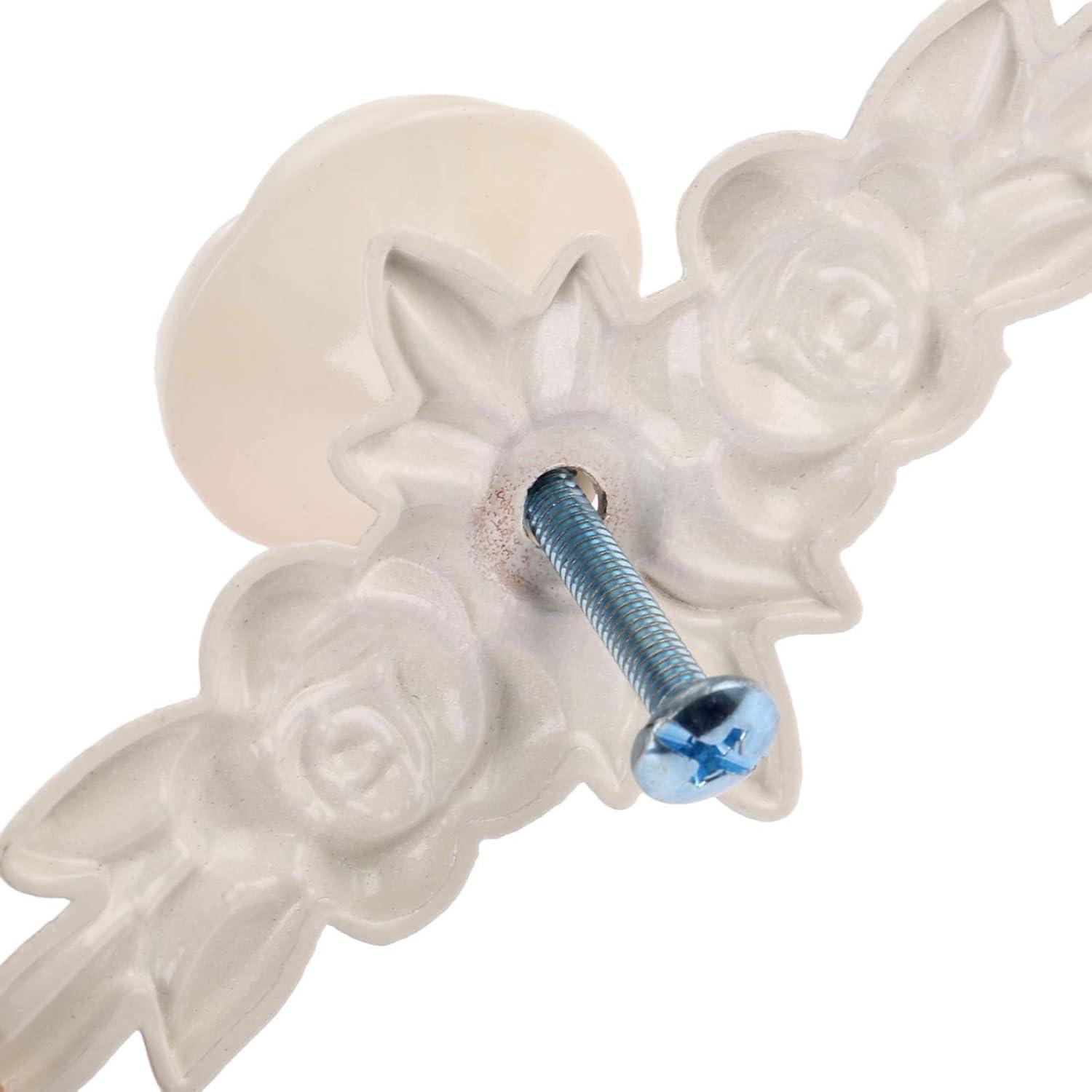 Antique Euro Rose Cabinet Knobs with Backplate, Vintage Kitchen Zinc Alloy Flower Drawer Pull Handles for Dresser Vanity Nightstand Cupboard Wardrobe, 4 Pack (Golden Edge)