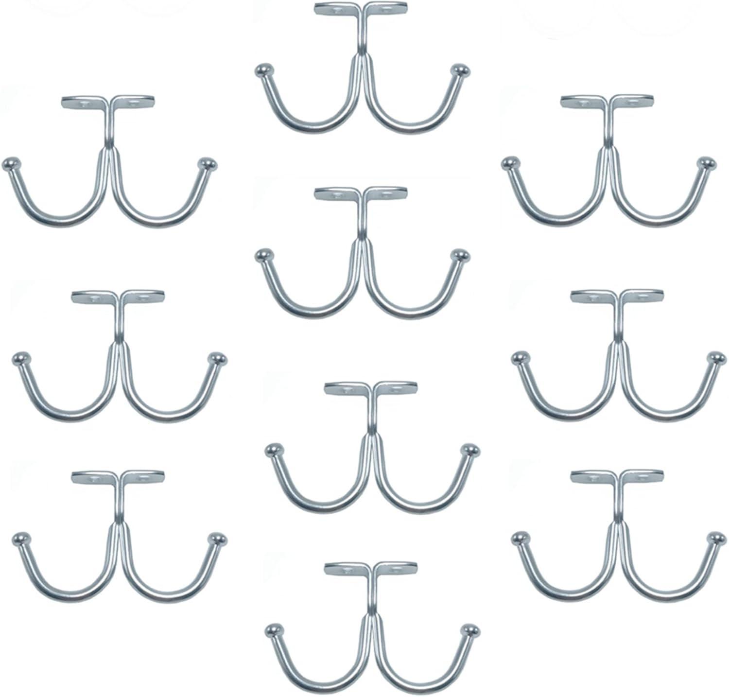 10 Pcs Double Prong Ceiling Hook, Under Cabinet Hooks, Heavy Duty Hook Under Wardrobe Organizer for Hanging Home Office Kitchen Utensils Keys Towel Bags Towel Cup, Garden Plant Hanger Hooks