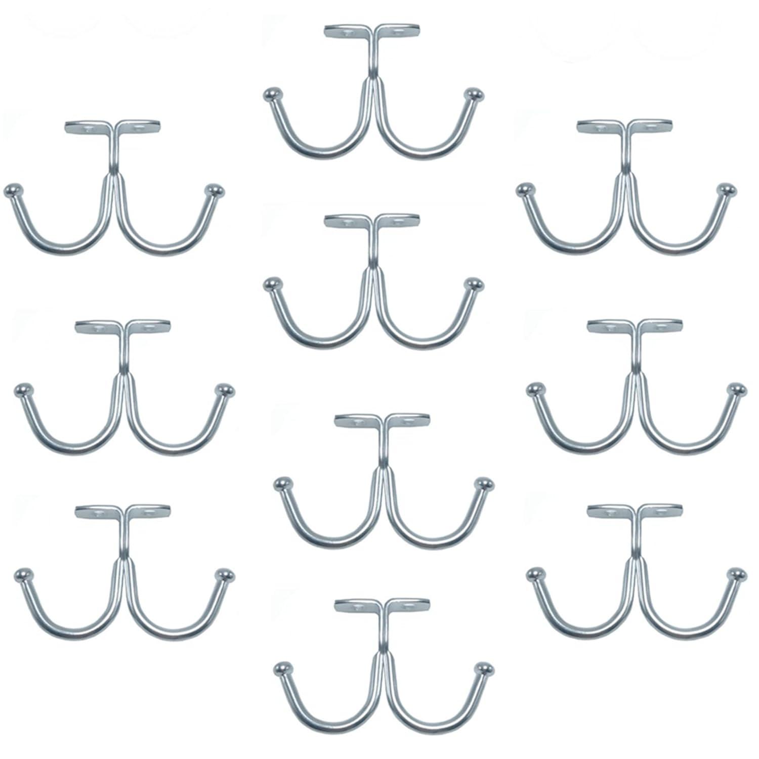 10 Pcs Double Prong Ceiling Hook, Under Cabinet Hooks, Heavy Duty Hook Under Wardrobe Organizer for Hanging Home Office Kitchen Utensils Keys Towel Bags Towel Cup, Garden Plant Hanger Hooks
