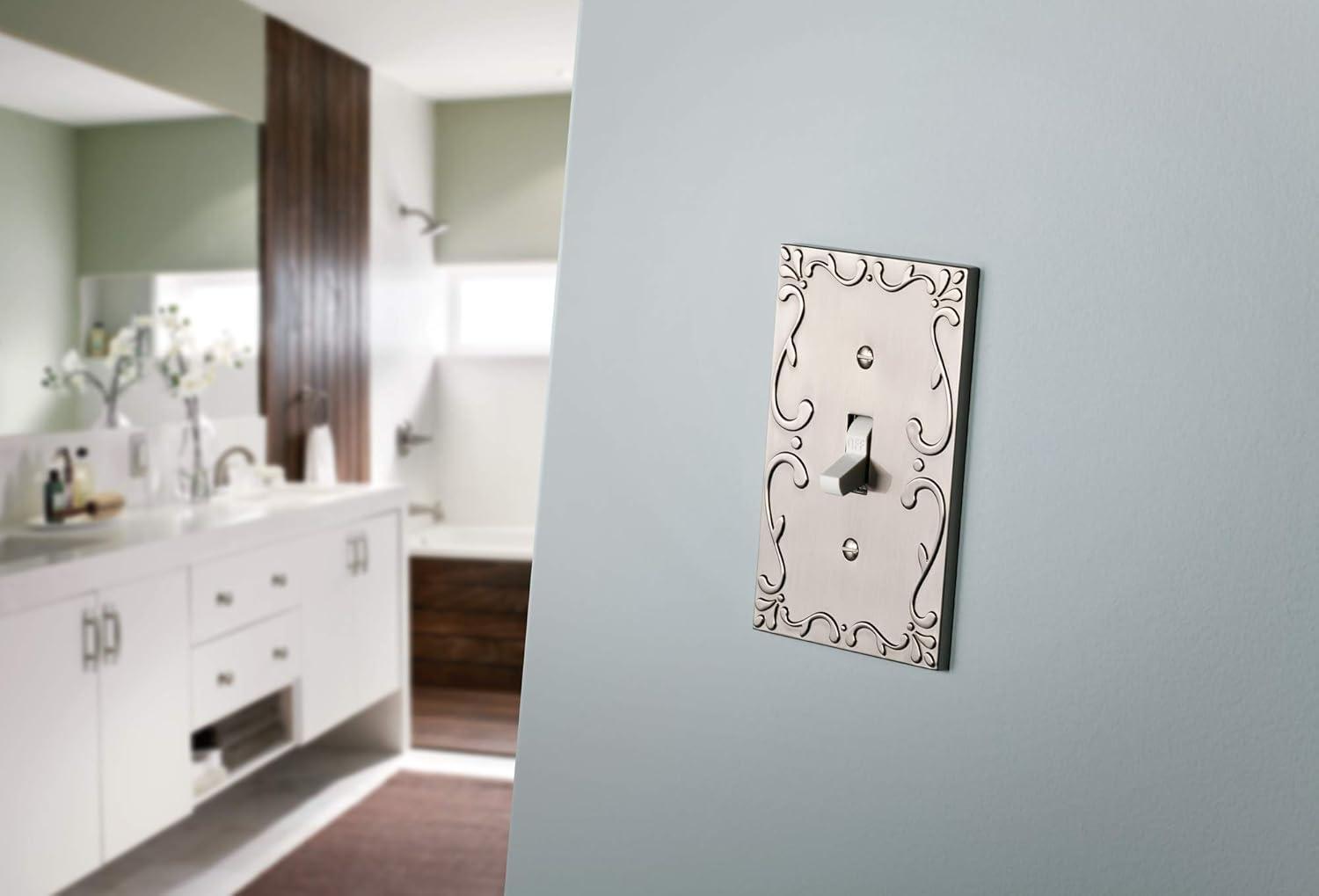 Brushed Nickel 3-Gang Decorative Lace Wall Plate