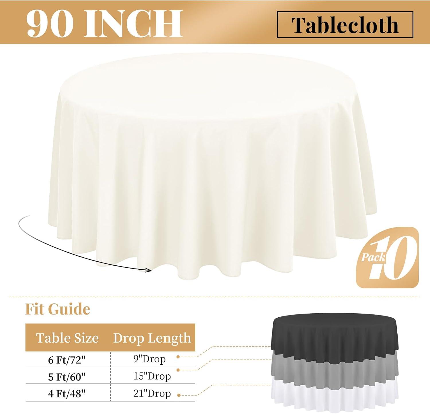 10 Pack Beige Tablecloth 60x102 inch Polyester Fabric Tablecloths for 6 Foot Rectangle Tables Wrinkle Resistant Linen Tablecloth Washable Table Covers for Party Wedding Events and Camping