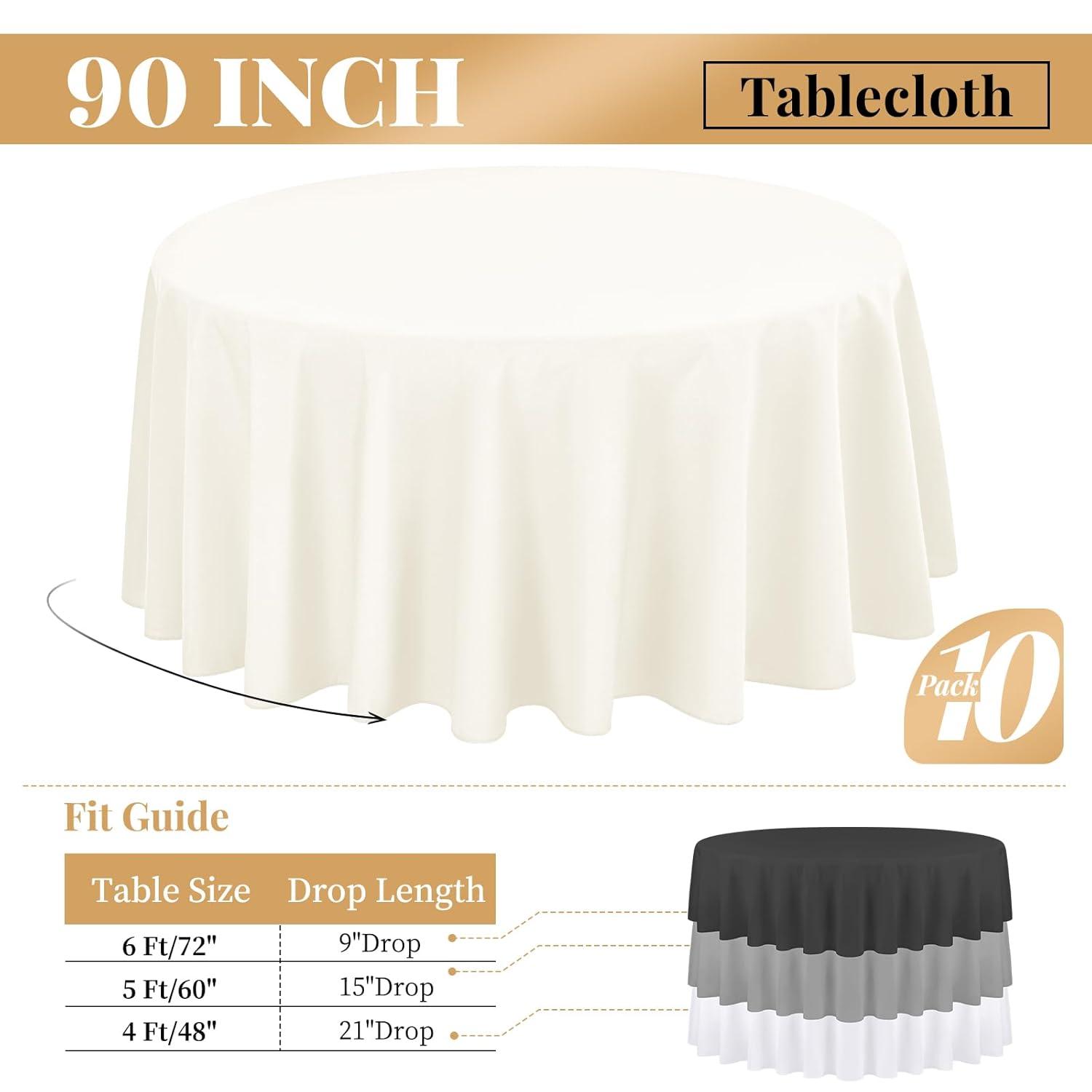 10 Pack Beige Tablecloth 60x102 inch Polyester Fabric Tablecloths for 6 Foot Rectangle Tables Wrinkle Resistant Linen Tablecloth Washable Table Covers for Party Wedding Events and Camping