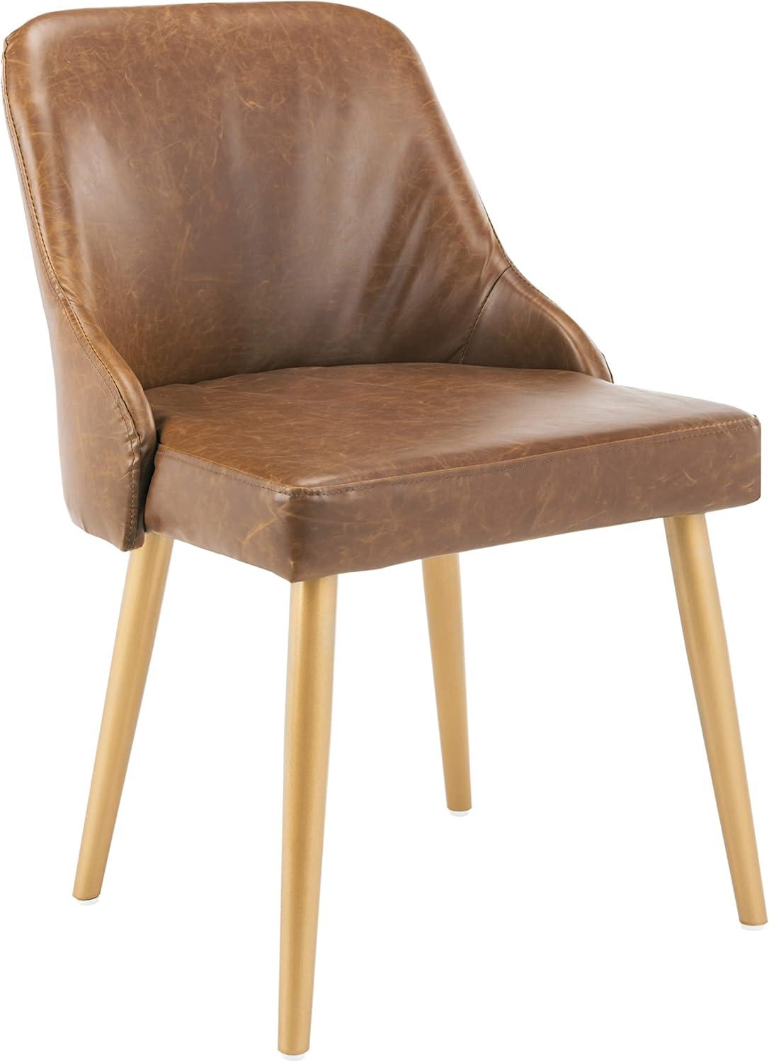 Lulu Upholstered Dining Chair (Set of 2) - Light Brown/Gold - Safavieh