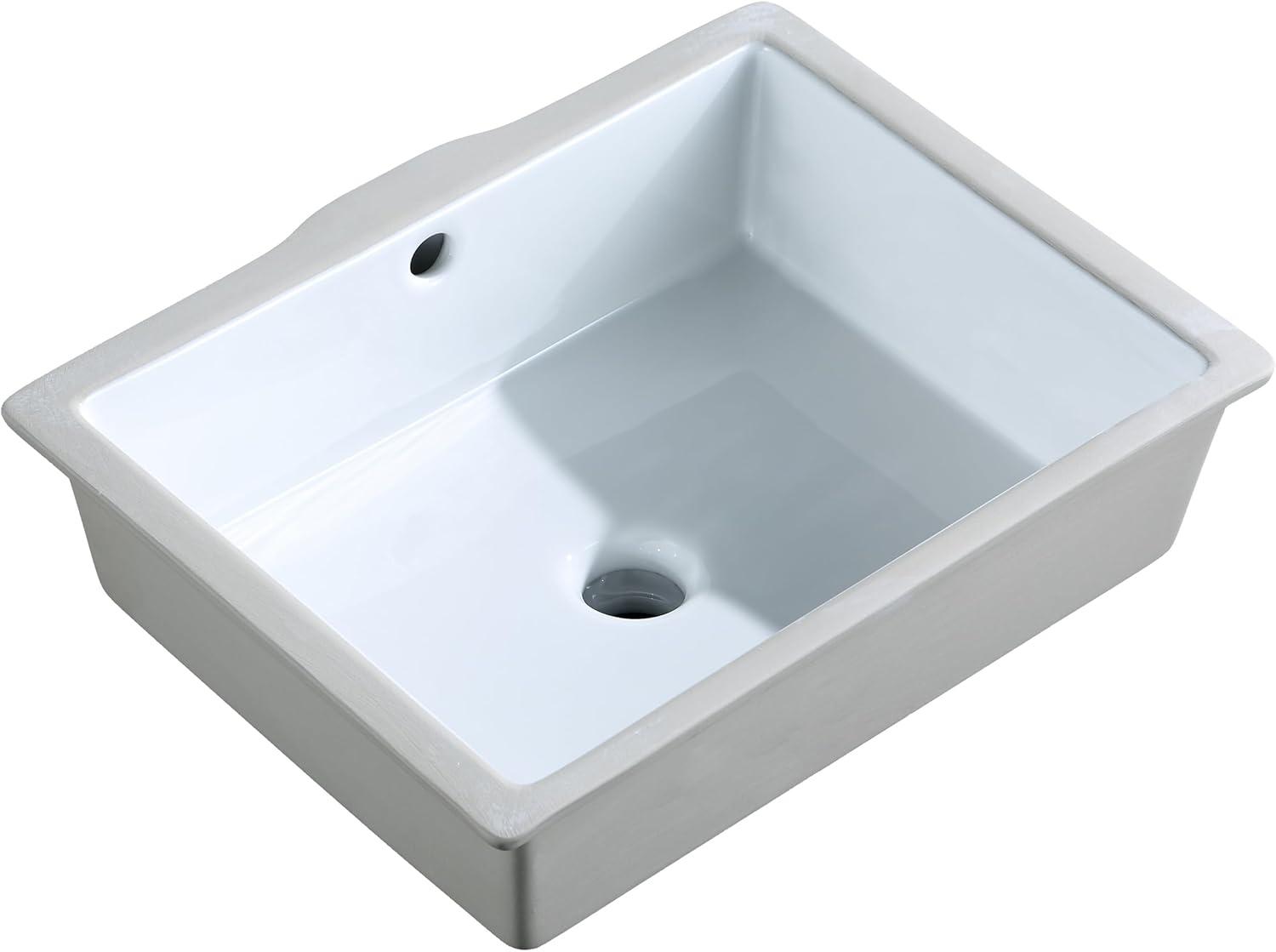 DeerValley Ally 21" x 15'' Undermount Bathroom Sink, Rectangular Bathroom Sink with Overflow