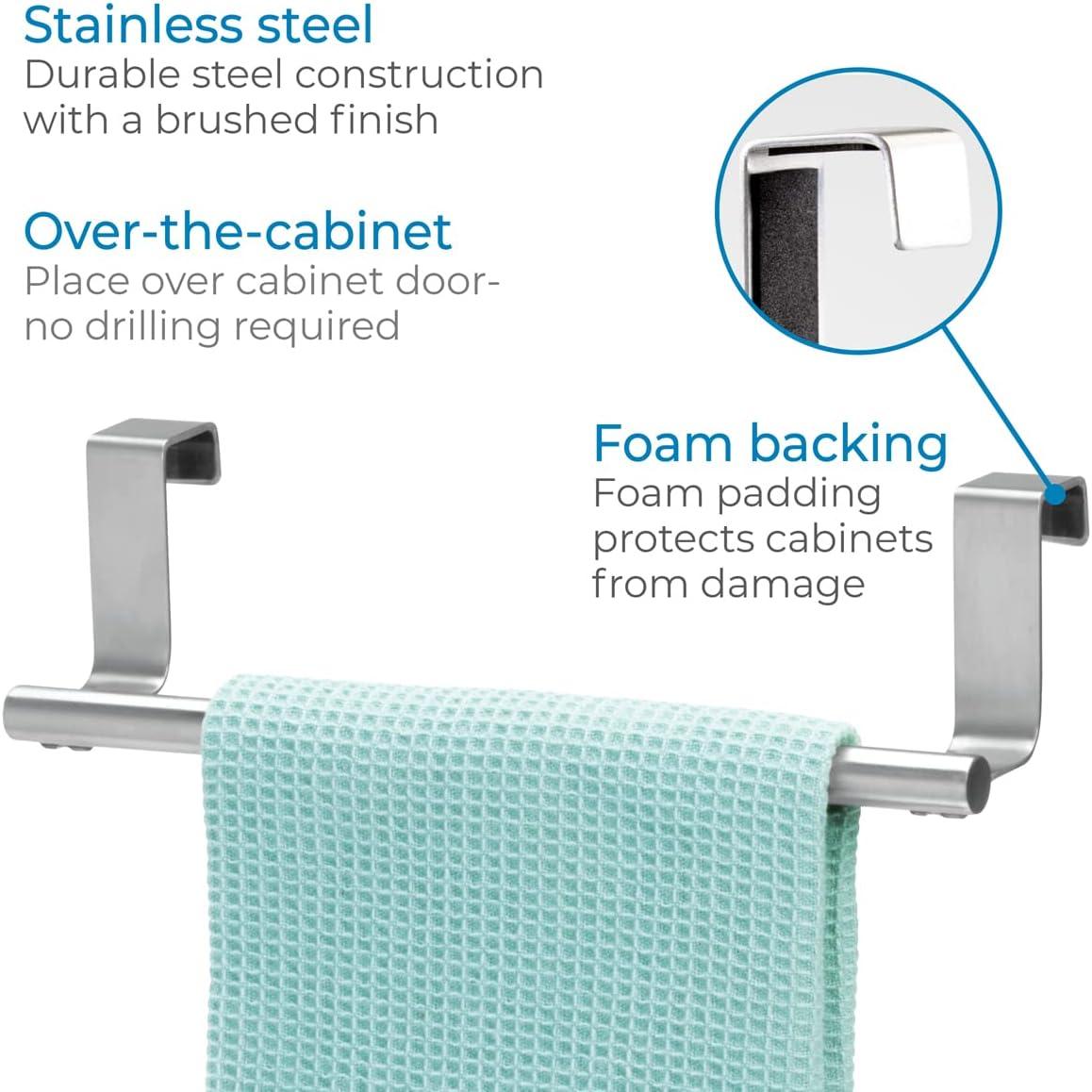 Stainless Steel Over-the-Door Towel Rack for Kitchen and Bathroom