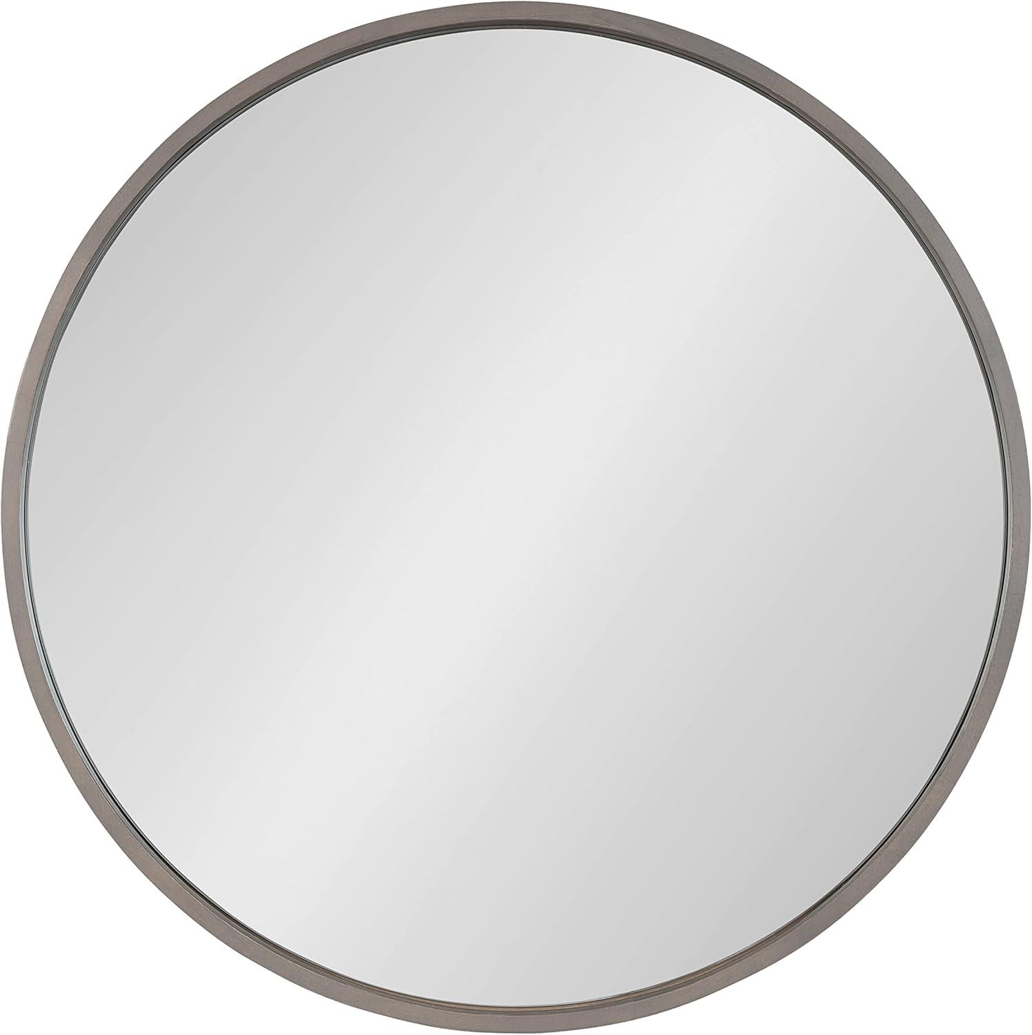 Kate and Laurel Valenti Farmhouse Round Wall Mirror, 28 Inch Diameter, Gray, Decorative Circle Mirror