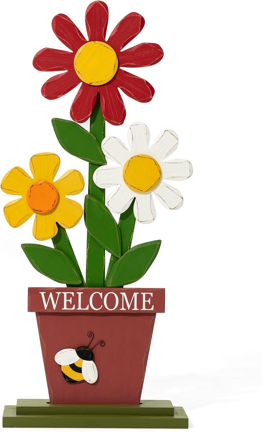 30-Inch Multicolor Wood Outdoor Welcome Porch Sign