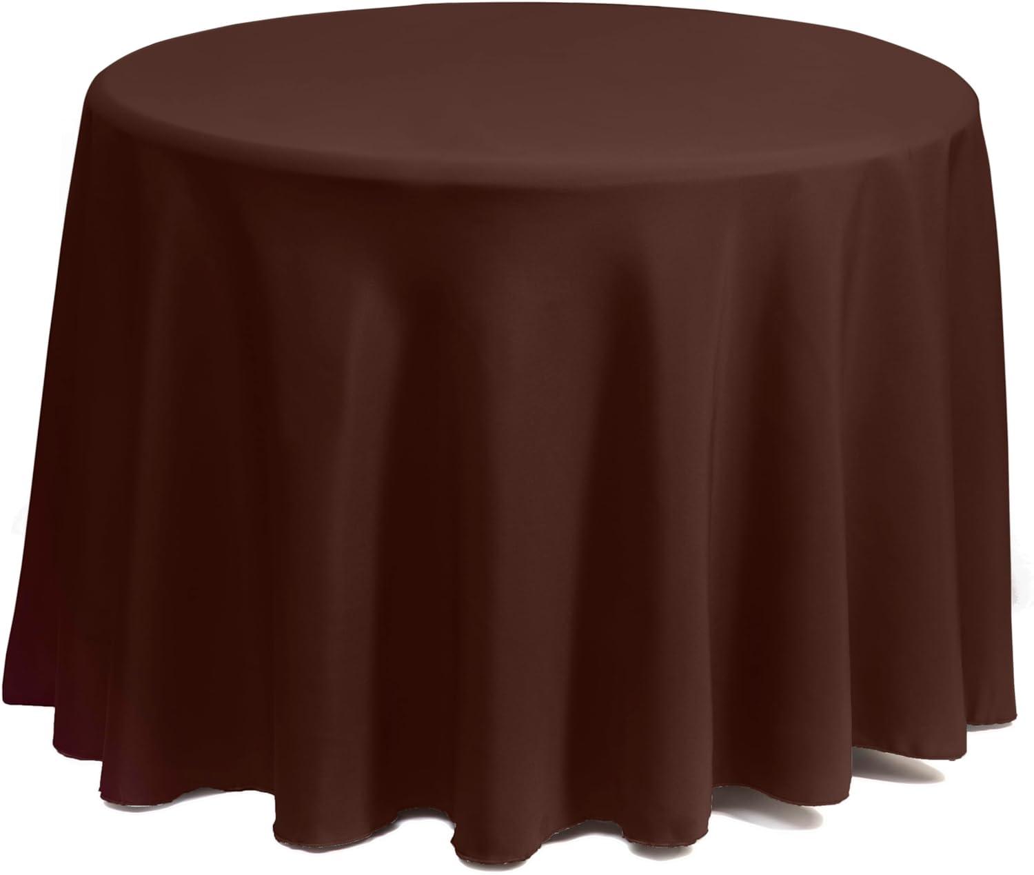 Gee Di Moda Round Tablecloth - 132 Inch - Heavy Duty Washable Polyester - for 72 to 96 Inch Round Tables - Chocolate