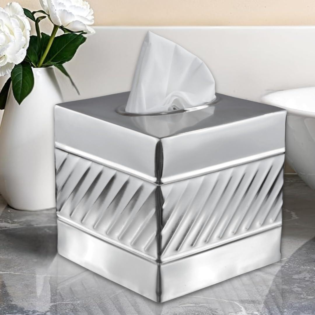 Wave Embossed Metal Tissue Box Cover