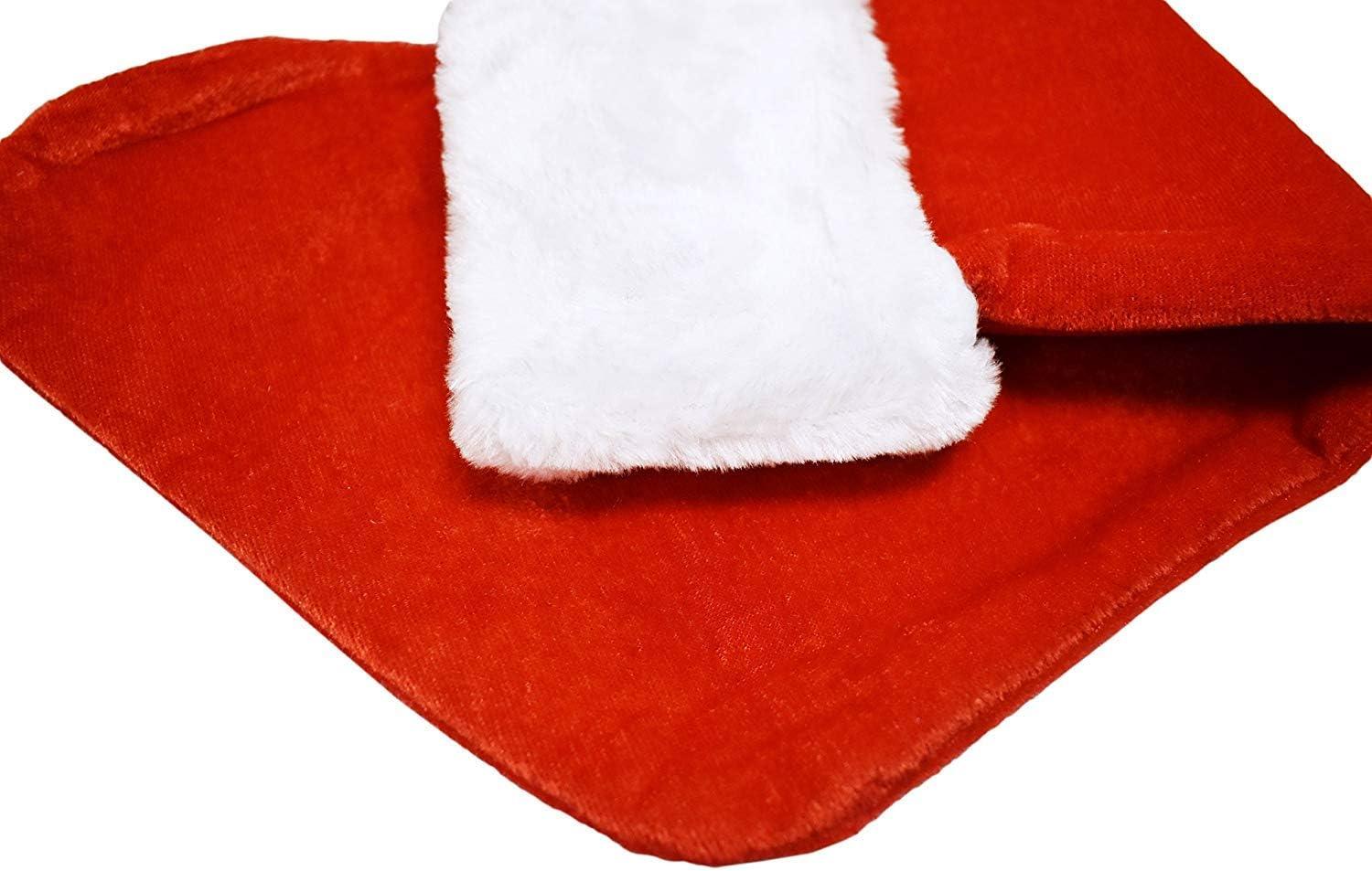 Set of Two 18" Red Velvet Christmas Stocking W/White Plush Cuff & Hanging Tag