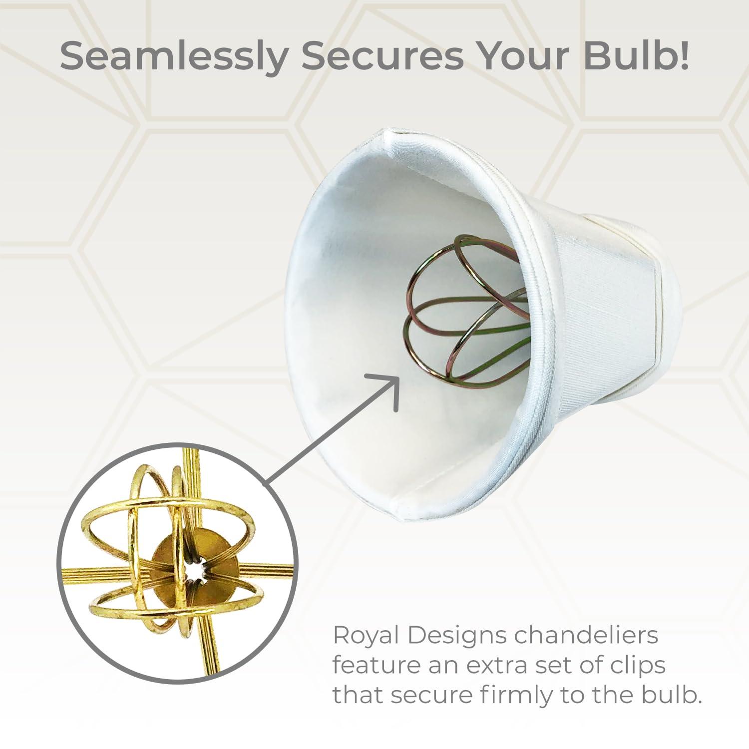 Royal Designs, Inc. Empire Chandelier Shade with Flame Clip Fitter,CS-101WH-6, White, 2 x 3.5 x 3.5, Pack of 6