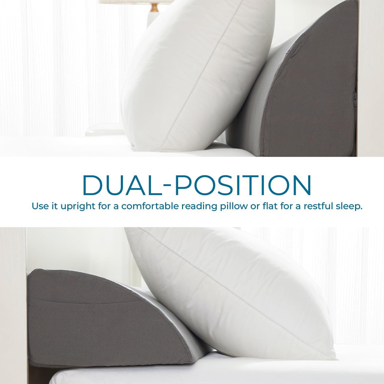 Nestl Bed Wedge Pillow for Headboard, Bed Gap Filler King Size with Side Pockets