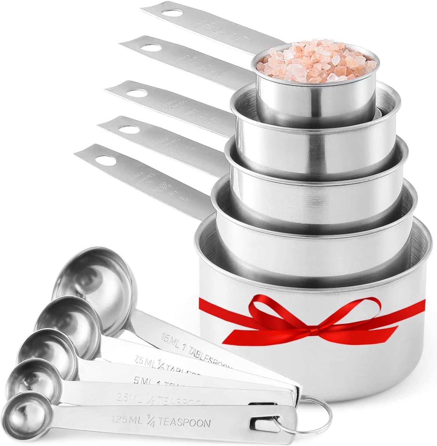 Stainless Steel 10-Piece Measuring Cup and Spoon Set