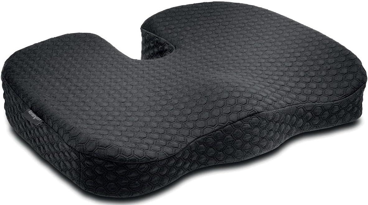 Kensington Premium Cool-Gel Seat Cushion 14" x 18" - Gel Filling - Fabric Cover - Foam - Comfortable, Durable, Anti-slip, Ergonomic Design, Machine Washable, Carrying Strap - 1Each