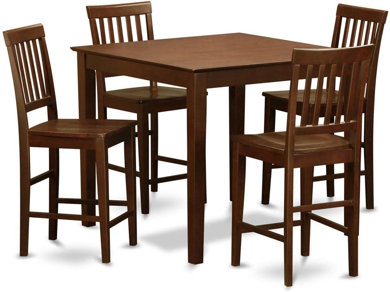 Vernon Square Mahogany Pub Table Set with 4 Tapered Leg Chairs