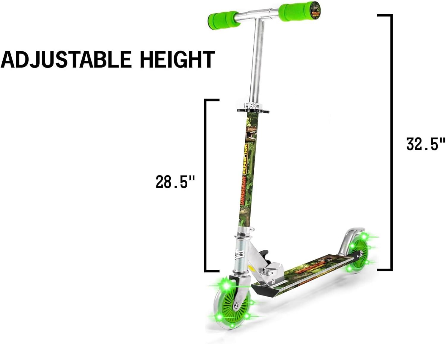 Dinosaur Expedition Foldable Scooter with Light-Up Wheels