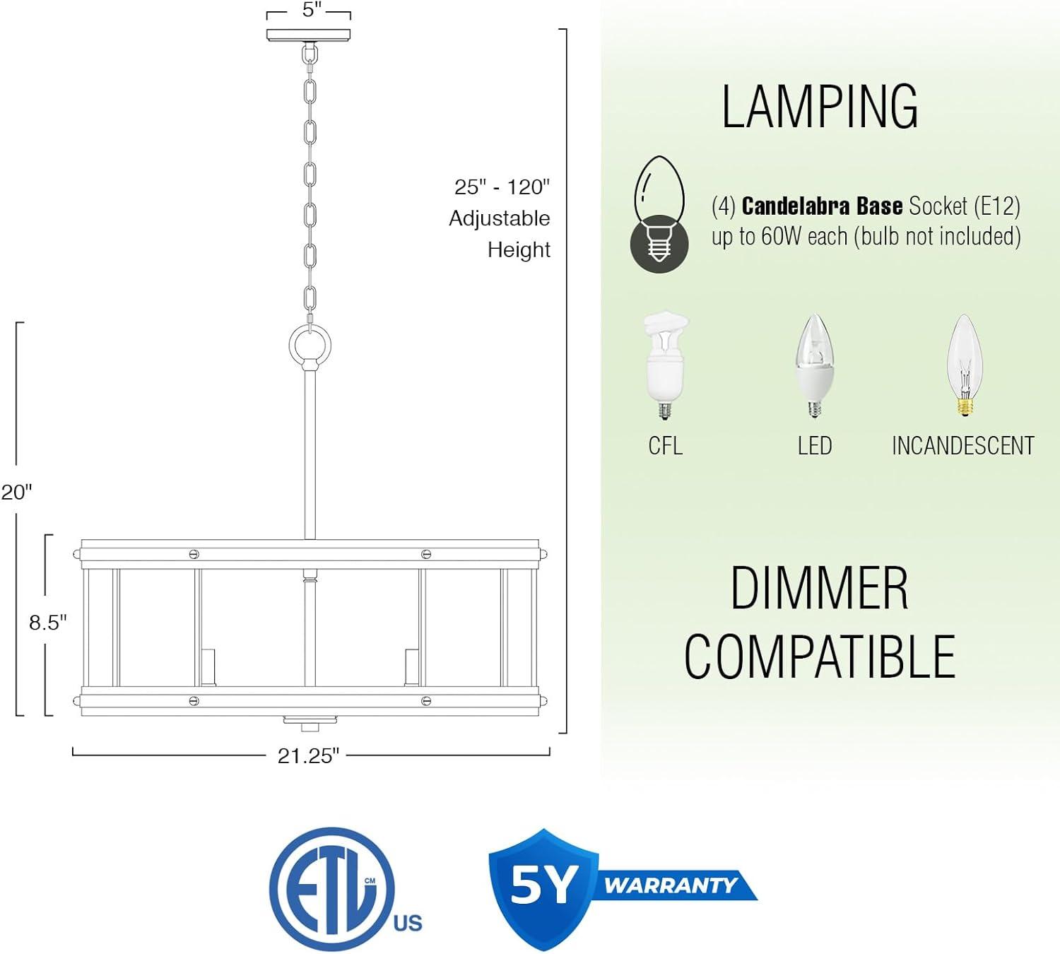 Brynn 21" Black and White Ash Drum Chandelier