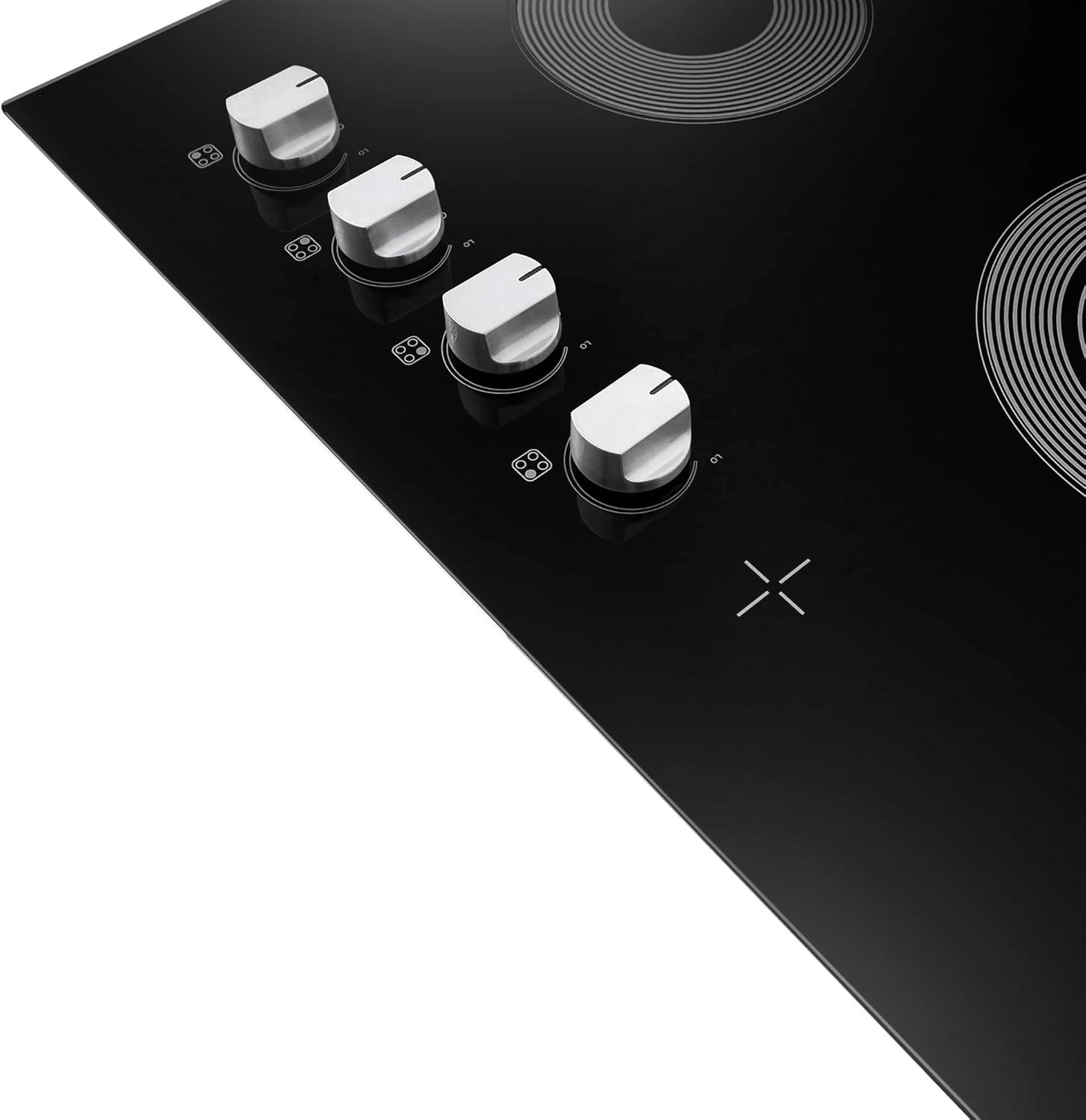 30 in. Electric Ceramic Glass Cooktop with 4 Burners, Dual Zone Elements, Hot Surface Indicator Light and Control Knobs