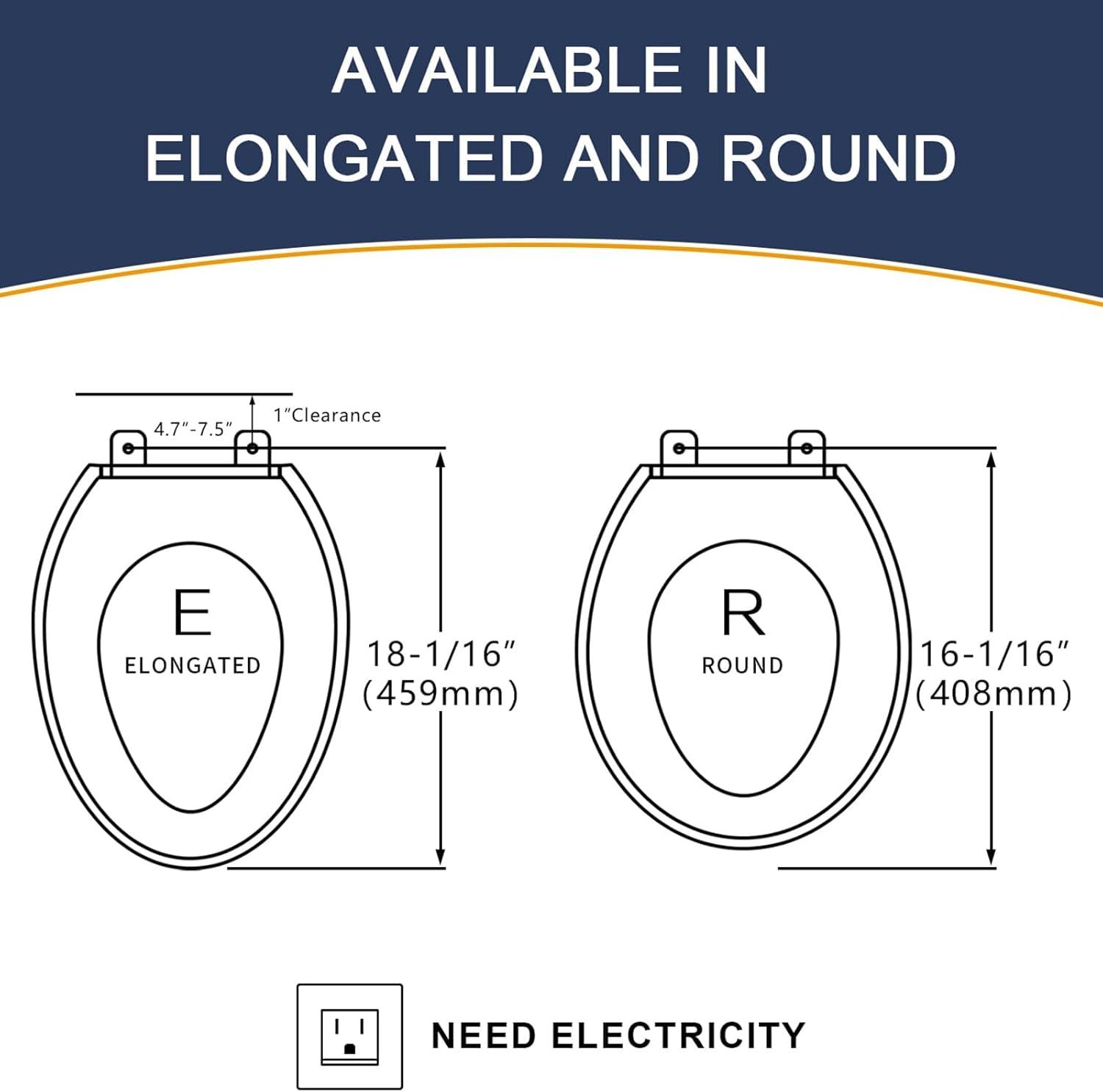 White Elongated Smart Bidet Toilet Seat with LED Light