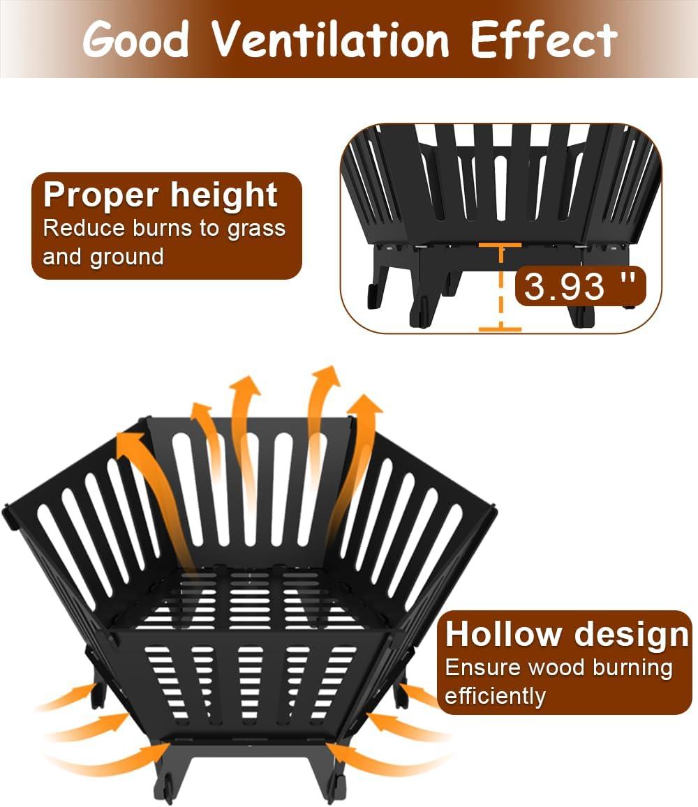 Hexagonal Portable Fire Pit – Superior Ventilation, Durable Design, Ideal For Camping & Outdoor Gatherings