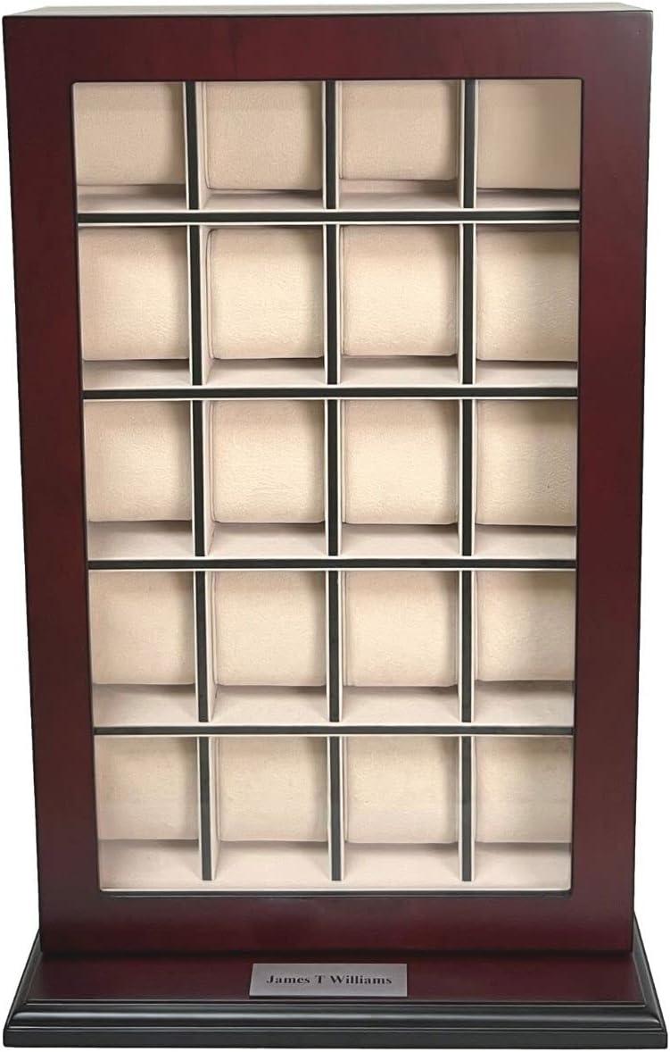 Cherry Wood 30-Slot Wall Mounted Watch Display Case
