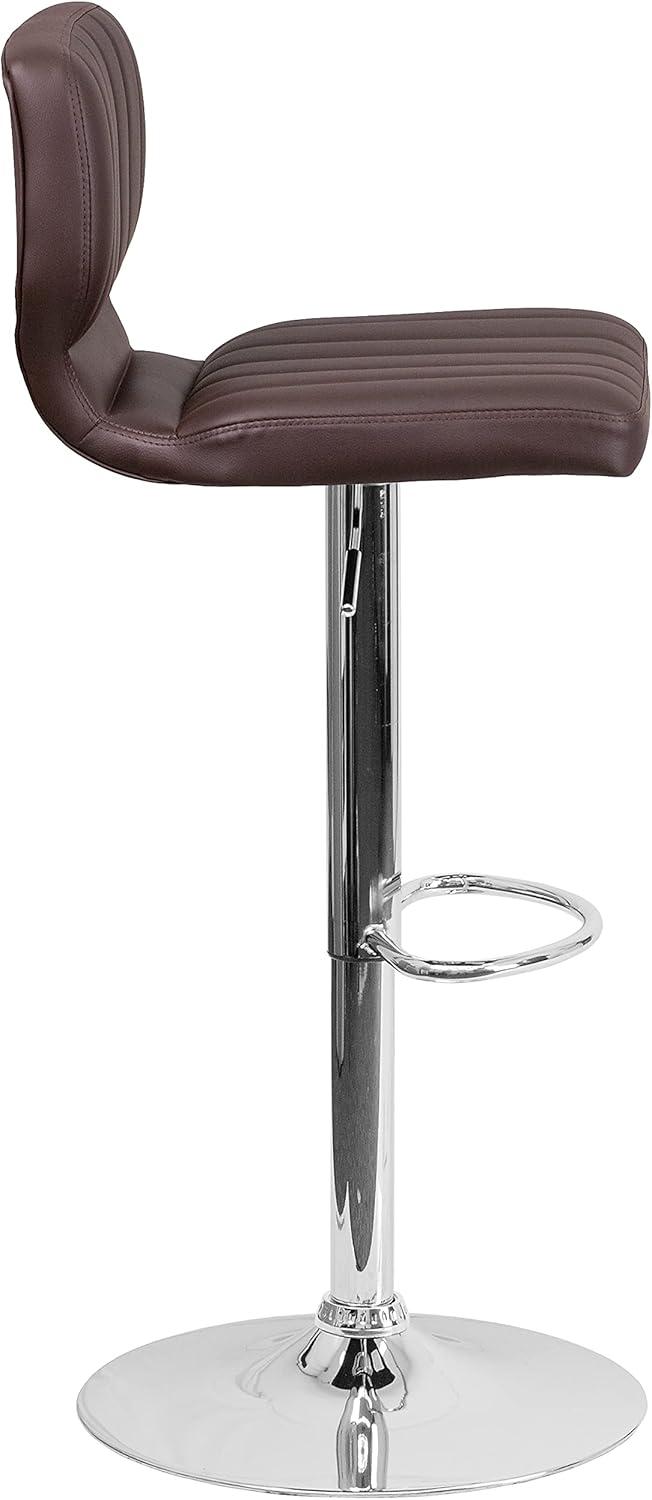 Flash Furniture Contemporary Vinyl Adjustable Height Barstool with Vertical Stitch Back and Chrome Base