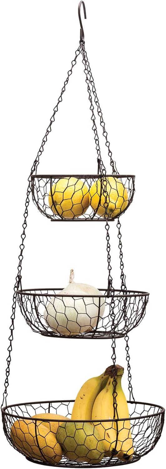 Bronze Metal 3-Tier Hanging Wire Baskets