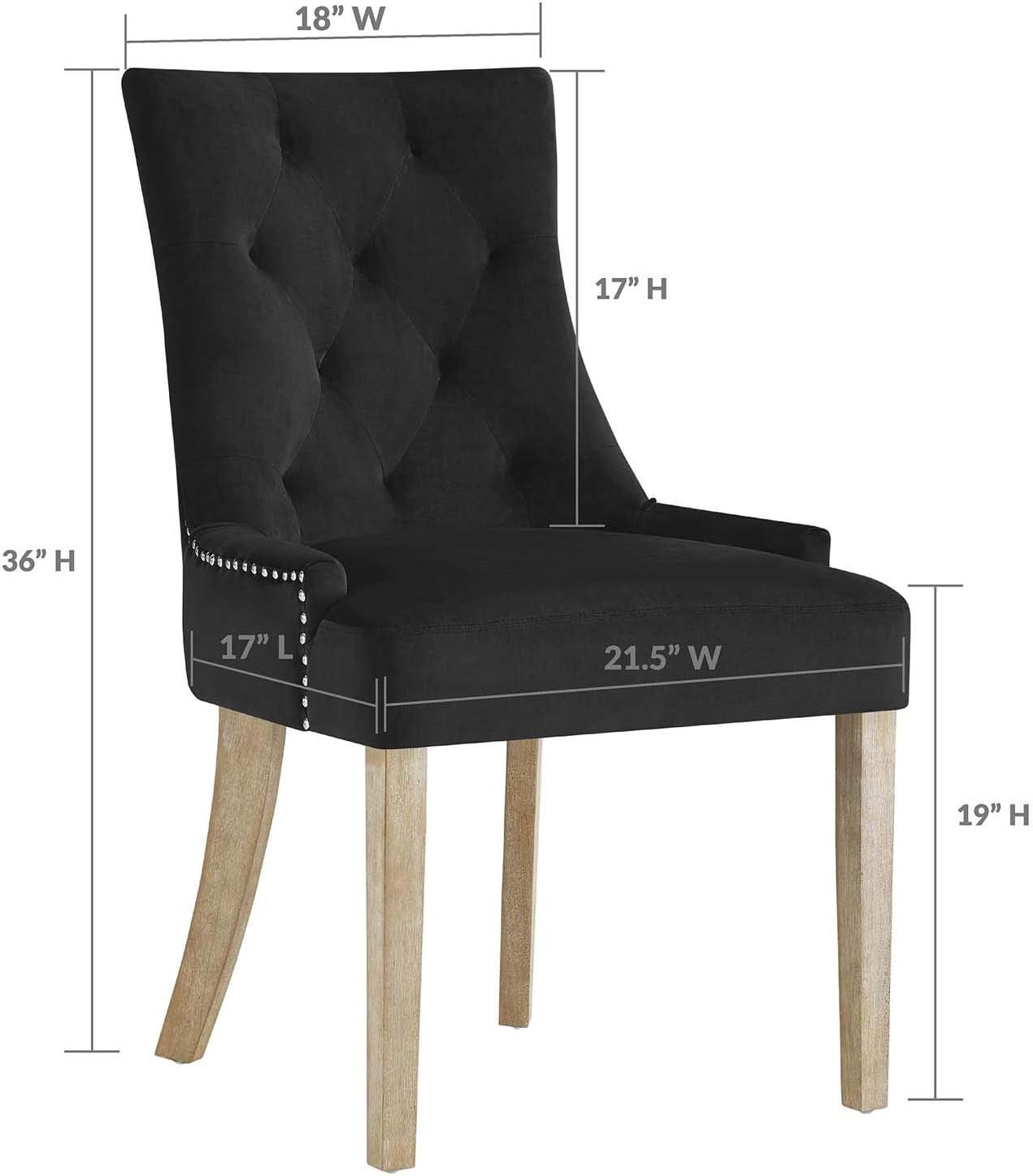 Modway Pose Tufted Performance Velvet Upholstered Dining Chair with Nailhead Trim in Black
