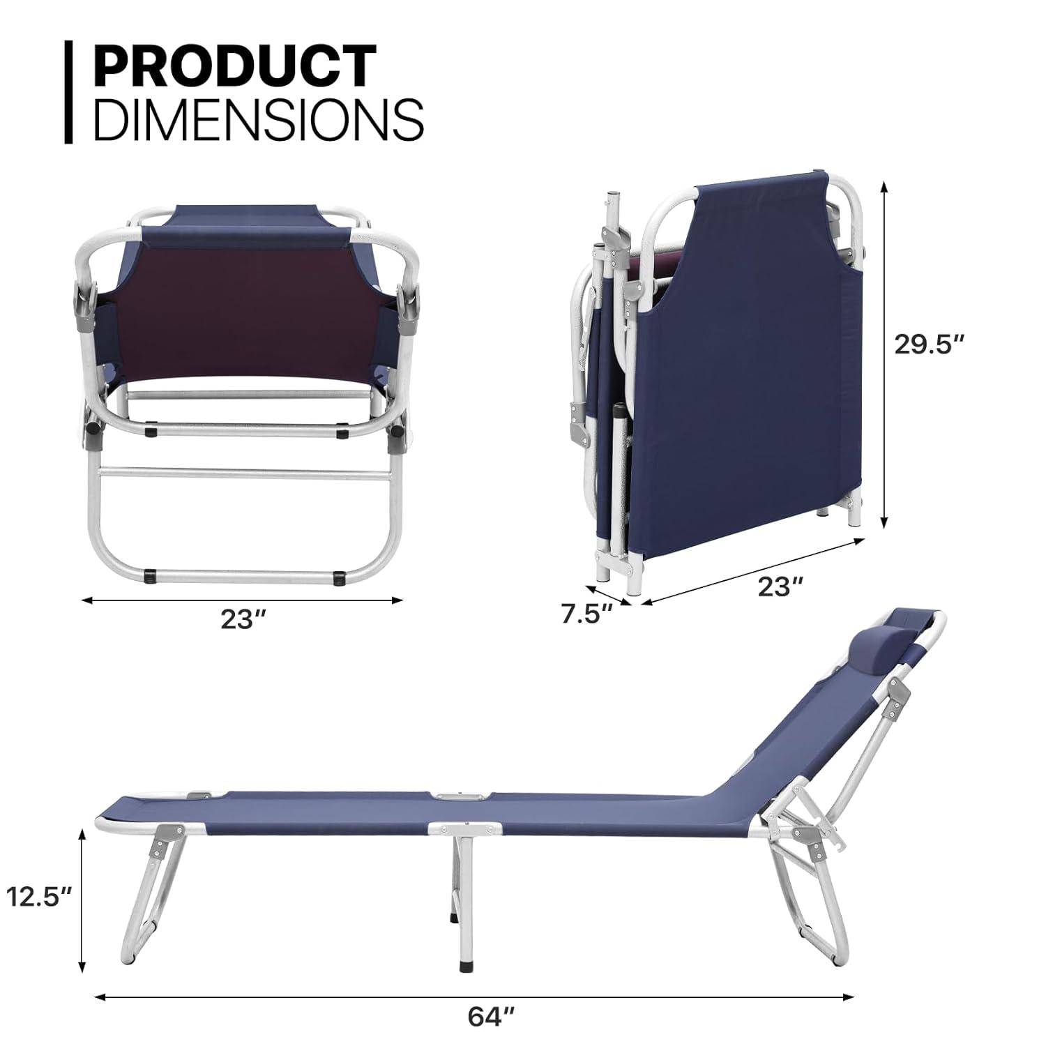 Folding Travel Cot Portable Camping Bed with Pillow & Carry Bag for Beach Indoor & Outdoor Travel