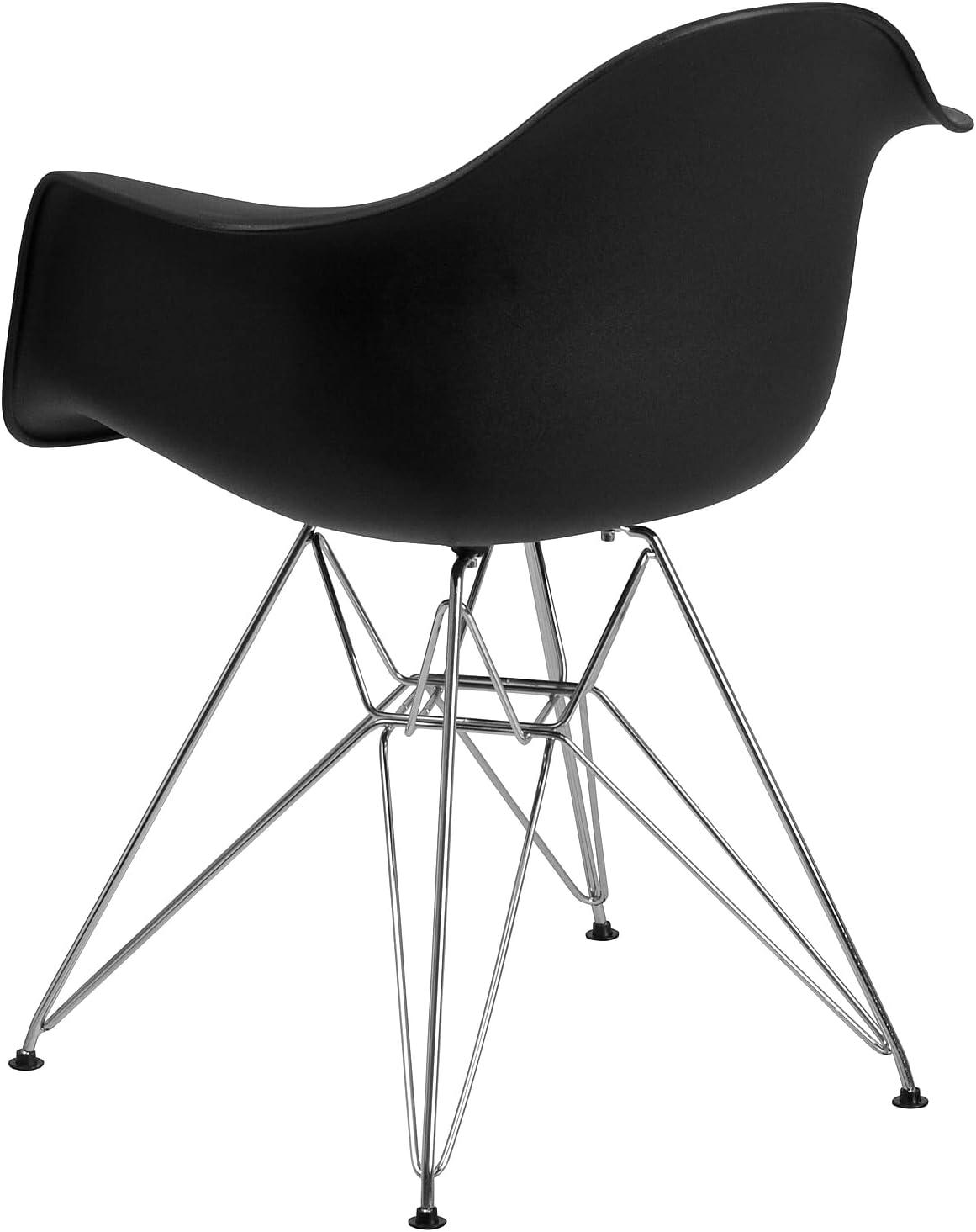 Flash Furniture 2 Pack Alonza Series Black Plastic Chair with Chrome Base