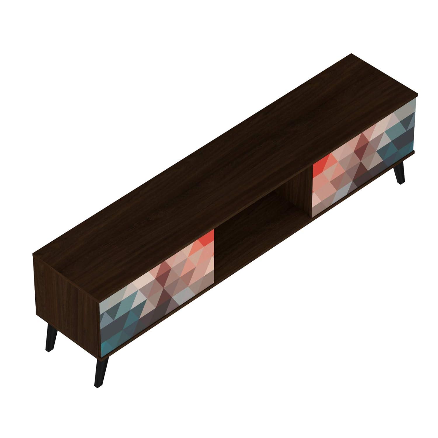 Manhattan Comfort Doyers Wood TV Stand for TVs up to 75" in White/Marble Stamp