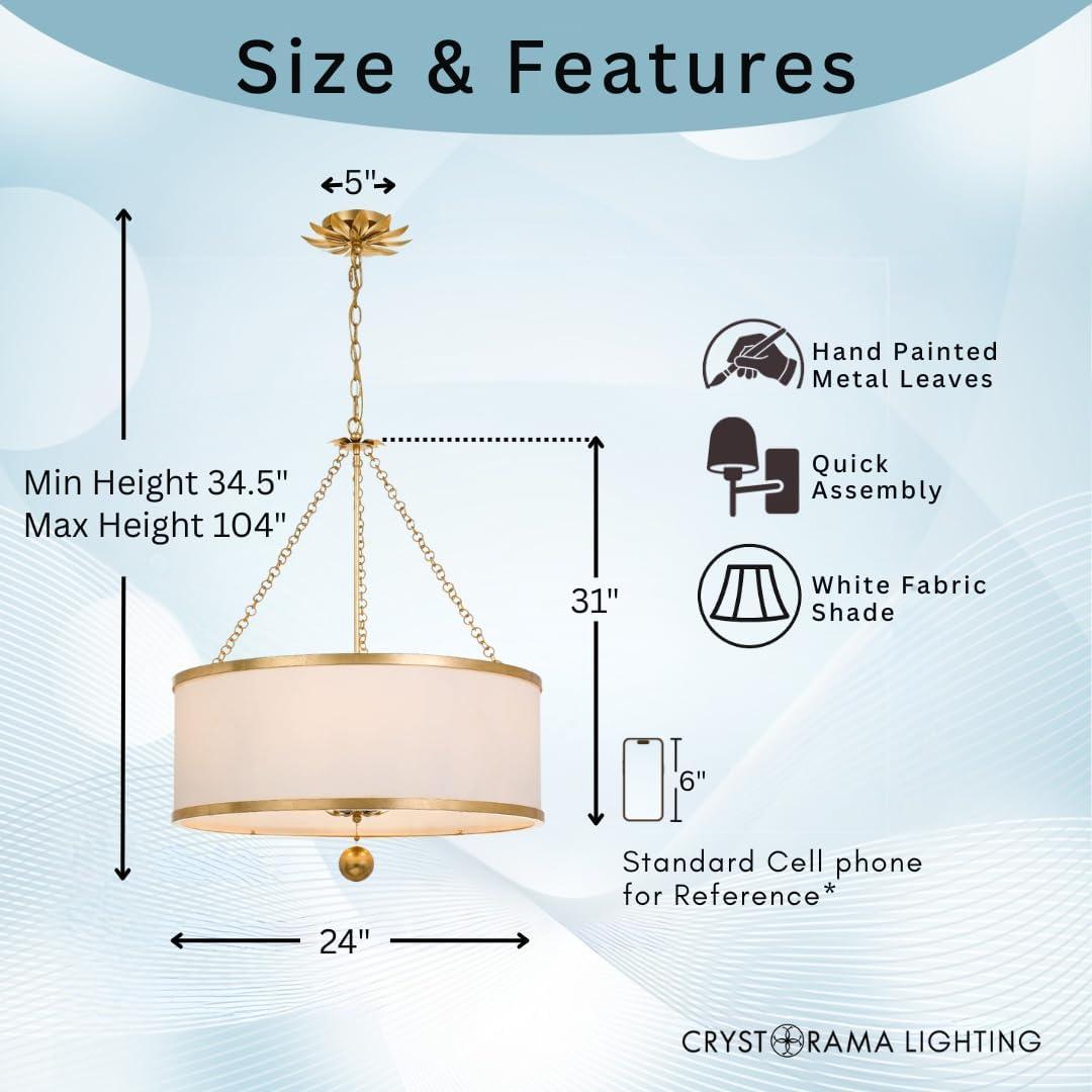 518-GA-Crystorama Lighting-Broche - Six Light Chandelier-Antique Gold Finish    -Traditional Installation