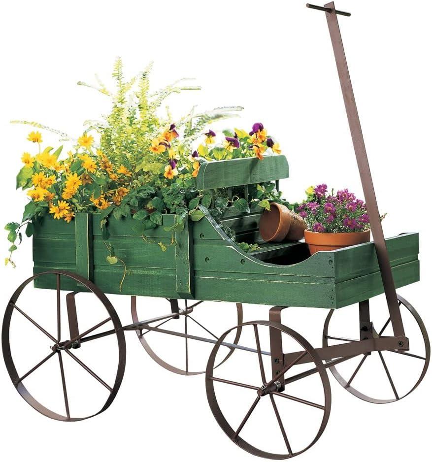 Collections Etc  Wagon Decorative Garden Planter NO SIZE Green