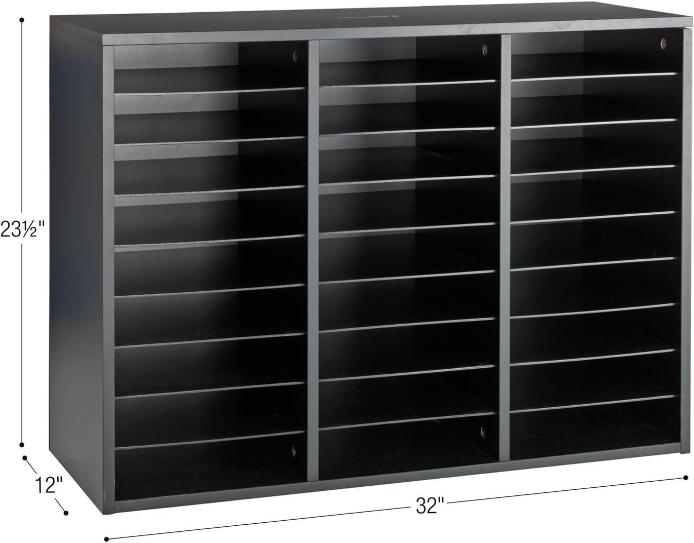 Black Melamine 27-Slot Classroom Mail Center Organizer