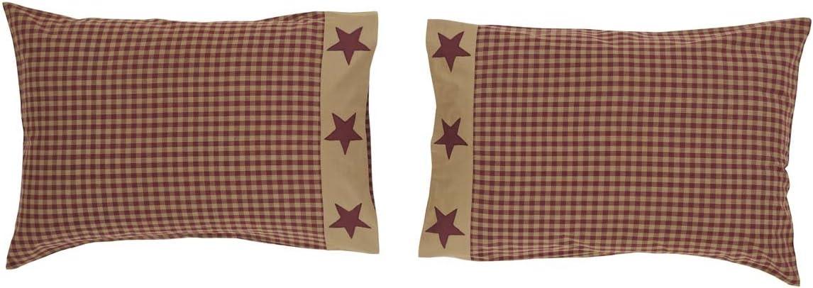 Standard Cotton Pillowcase with Barn Star Applique, Set of 2