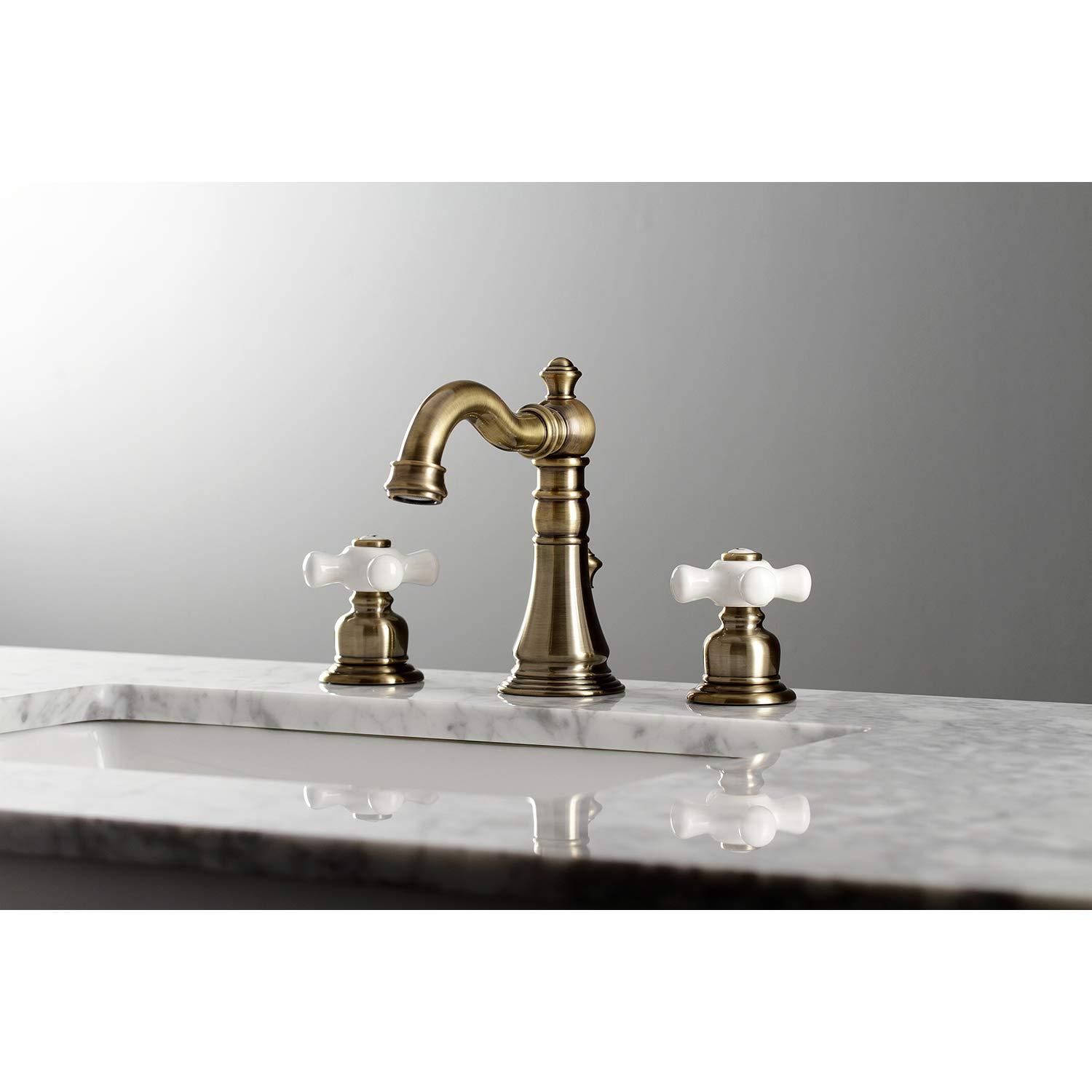Kingston Brass Kingston Brass American Classic Two-Handle 3-Hole Deck Mount Widespread Bathroom Faucet with Pop-Up Drain FSC19733PX