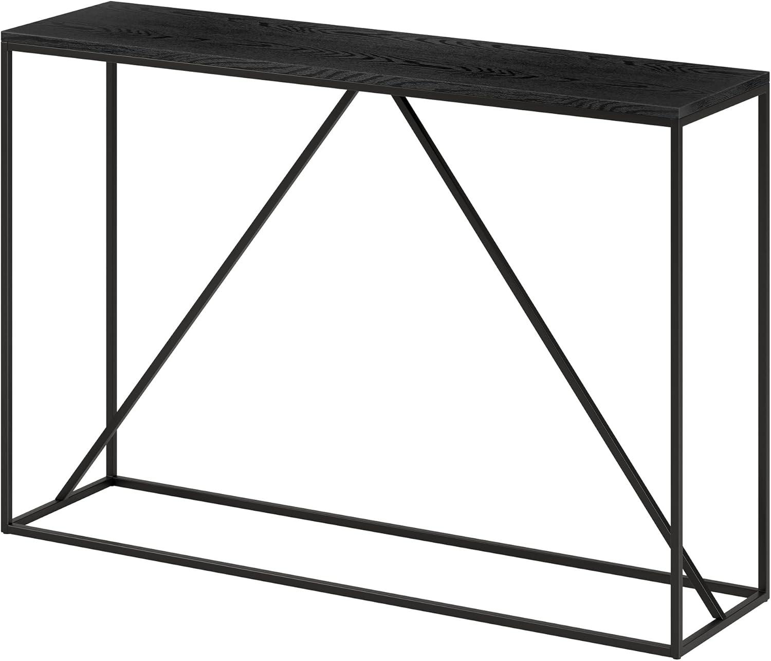 Evelyn&Zoe Nia 45" Wide Rectangular Console Table, Blackened Bronze/Black Grain