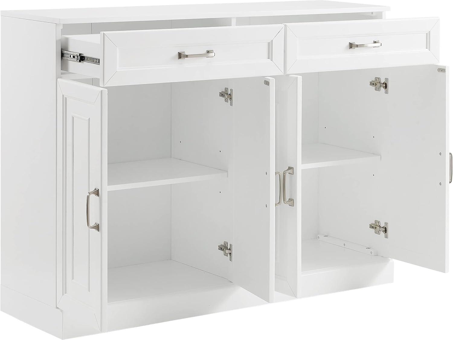 Stanton Sideboard White - Crosley: Adjustable Shelves, 2 Drawers, Traditional Farmhouse Design