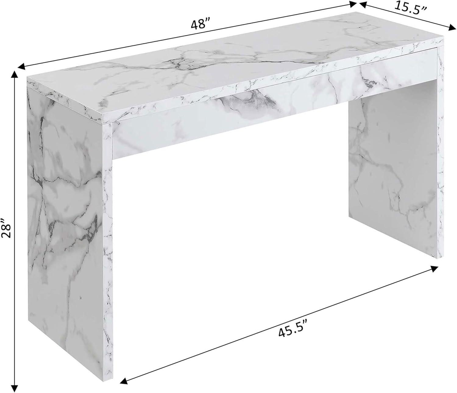 Convenience Concepts Northfield Hall Console Table/Desk, White Faux Marble