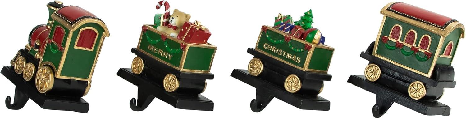 Northlight Set of 4 Merry Christmas Train Stocking Holders 5"