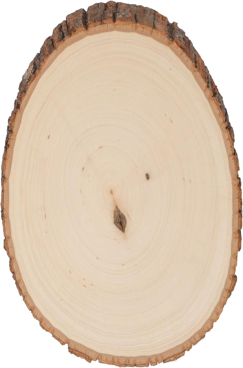 Natural Basswood Round Craft Plaque with Bark Edge