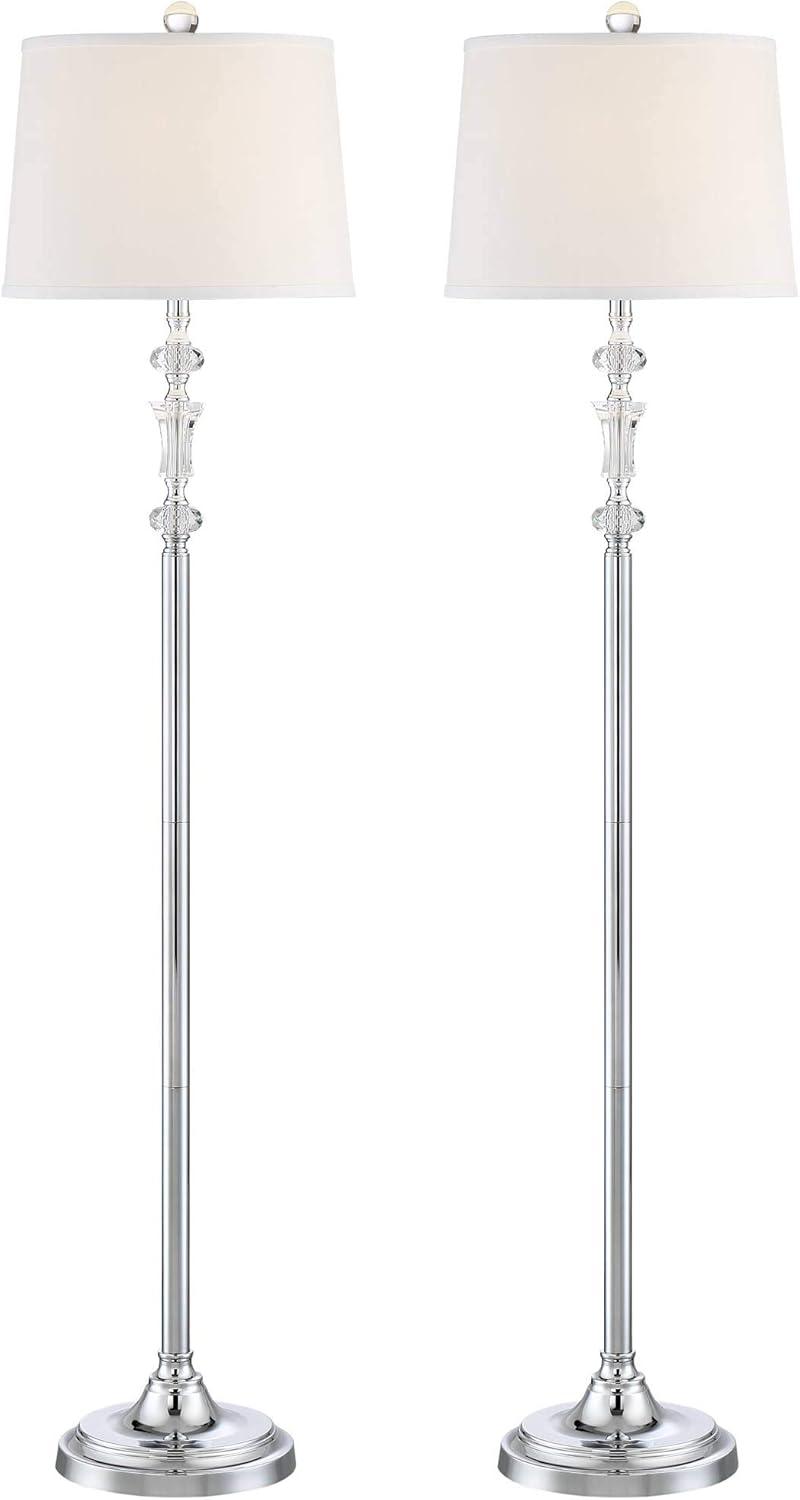 Elegant Montrose Polished Steel Floor Lamp Set with Crystal Accents