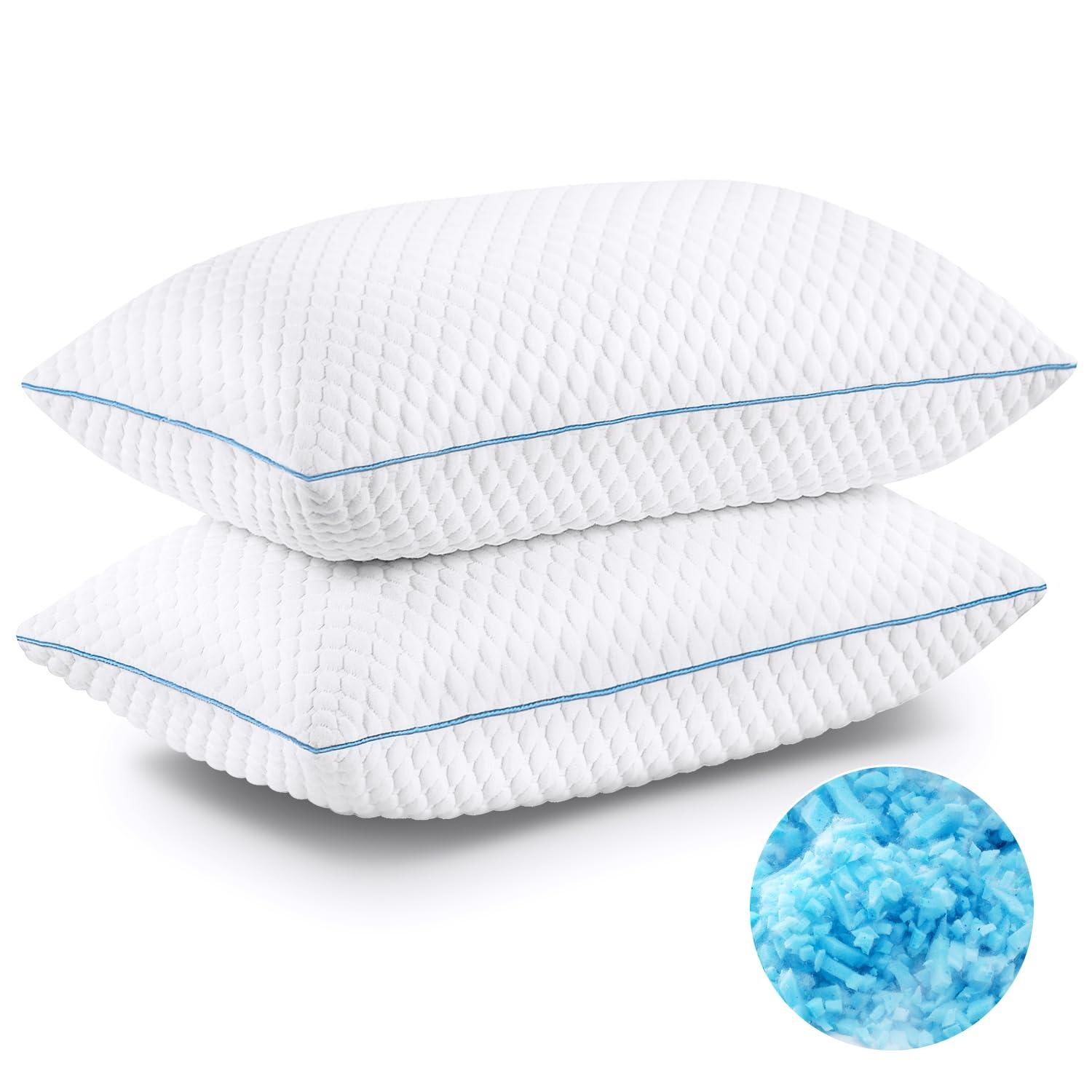 Arsny Cooling Queen Shredded Memory Foam Bed Pillows - Gel-Infused (2 Count)
