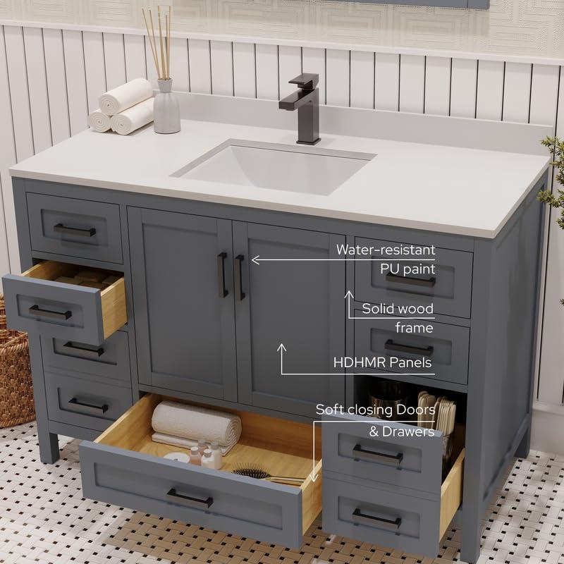 Ayna Decors Rooh 48'' Single Bathroom Vanity with White Quartz Top