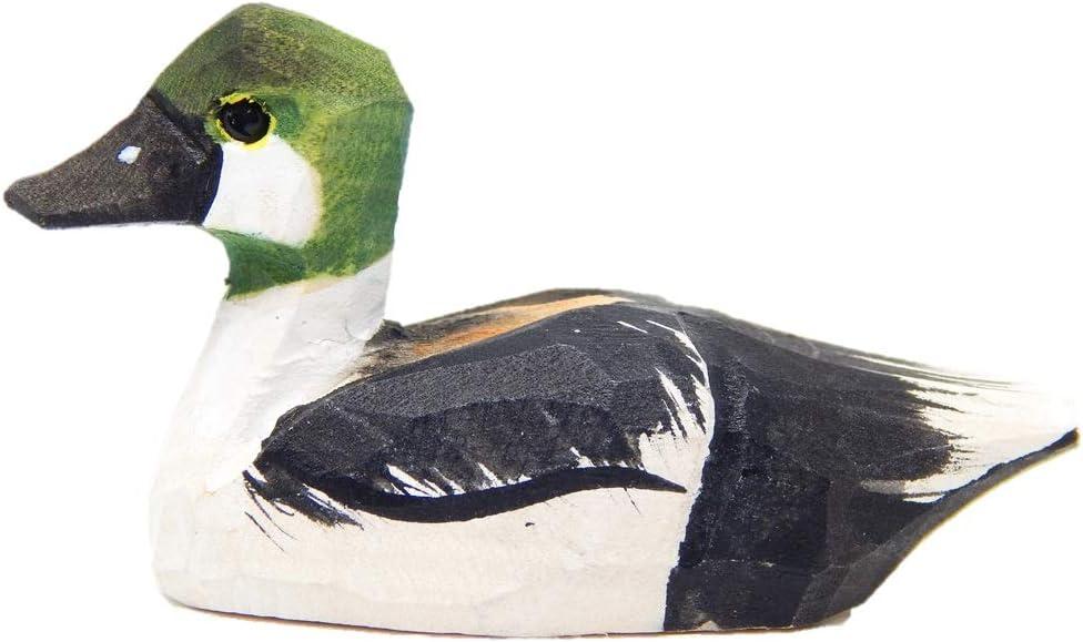 Goldeneye Duck Handmade Wood Figurine Carved Decoy Sculpture Home Decor Miniature Animal Art Garden Statue Collectible