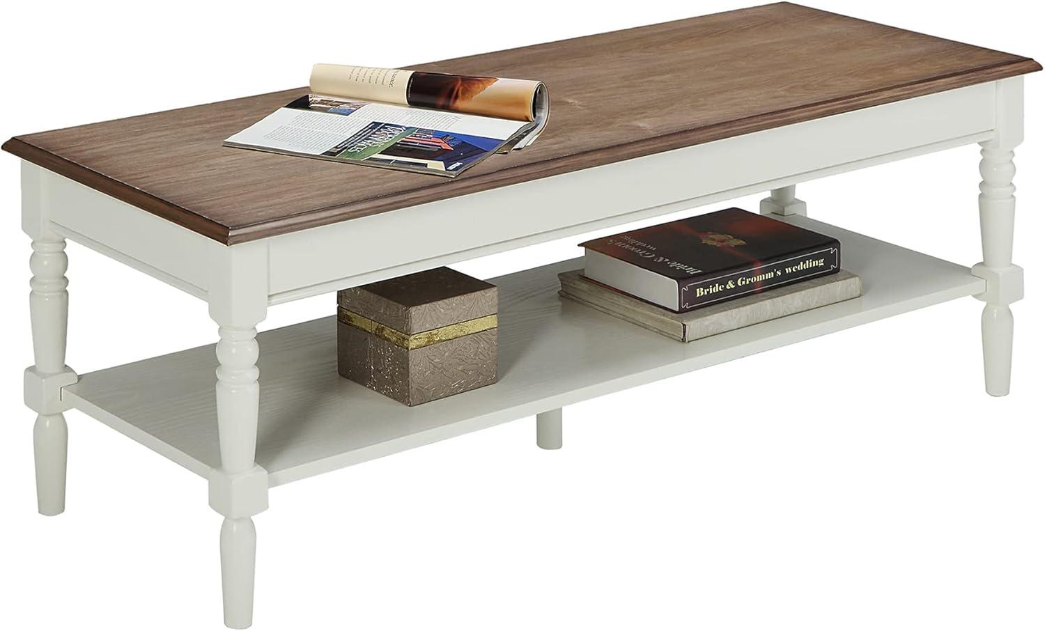 Convenience Concepts French Country Coffee Table in Driftwood and White Wood