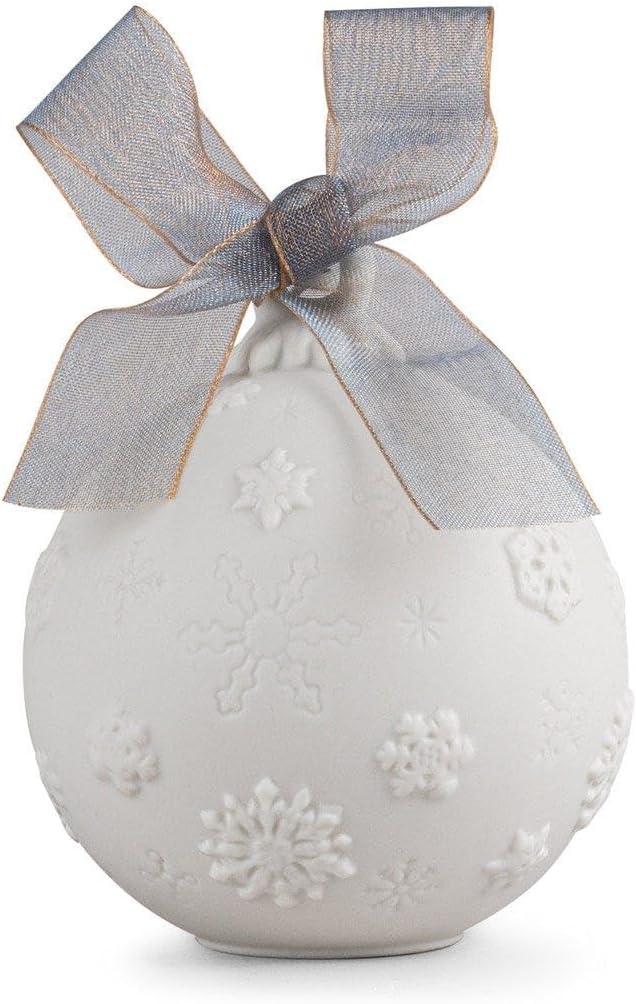 LLADRÓ Christmas Ball 2022 EC36&nbsp;Blue. Decorative Ornament in Matte Porcelain with Blue Details. Porcelain Christmas Ball