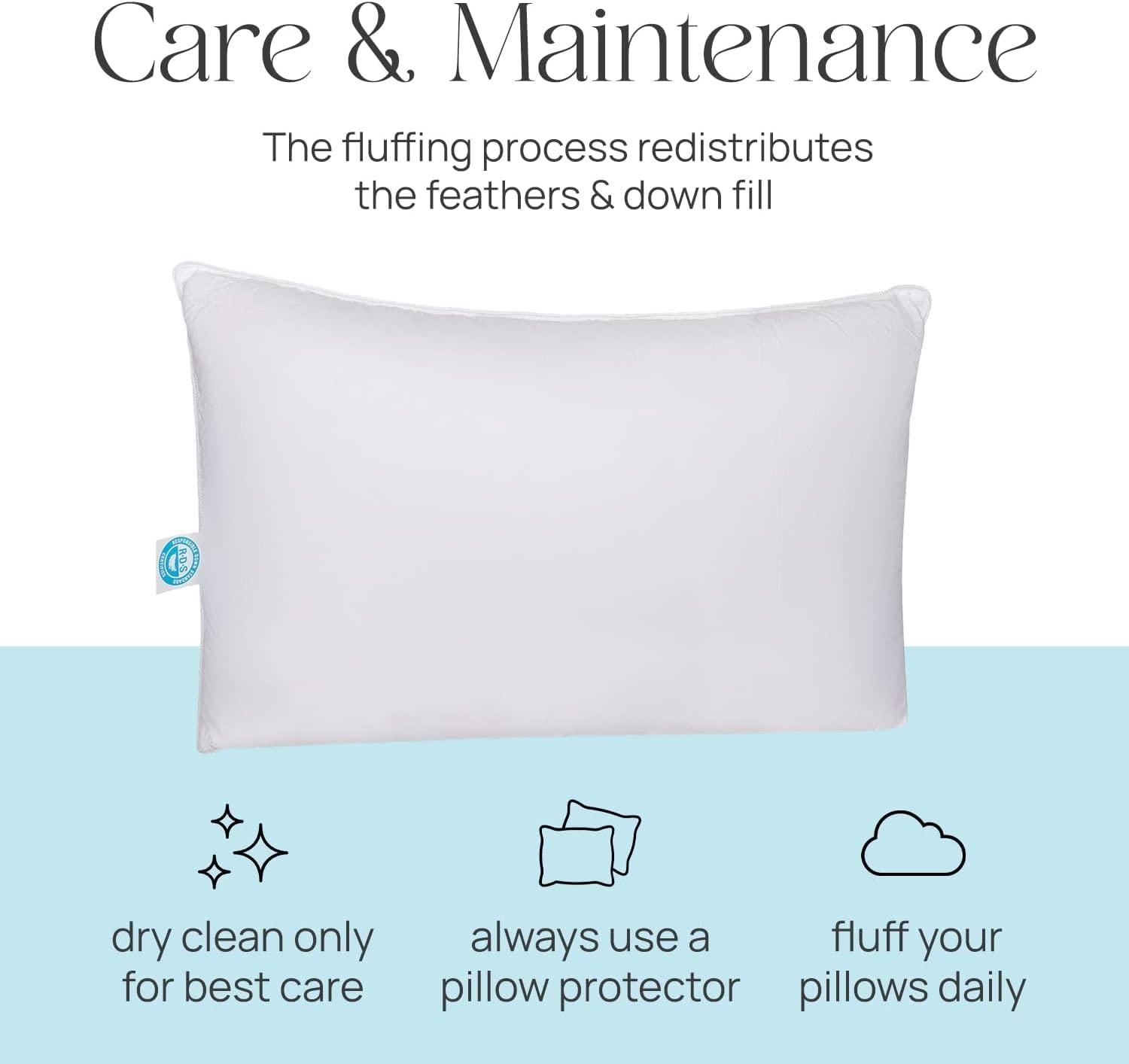 East Coast Bedding Cozy Dream Firm Goose Feather Down Pillow Support Queen Size Set of 2