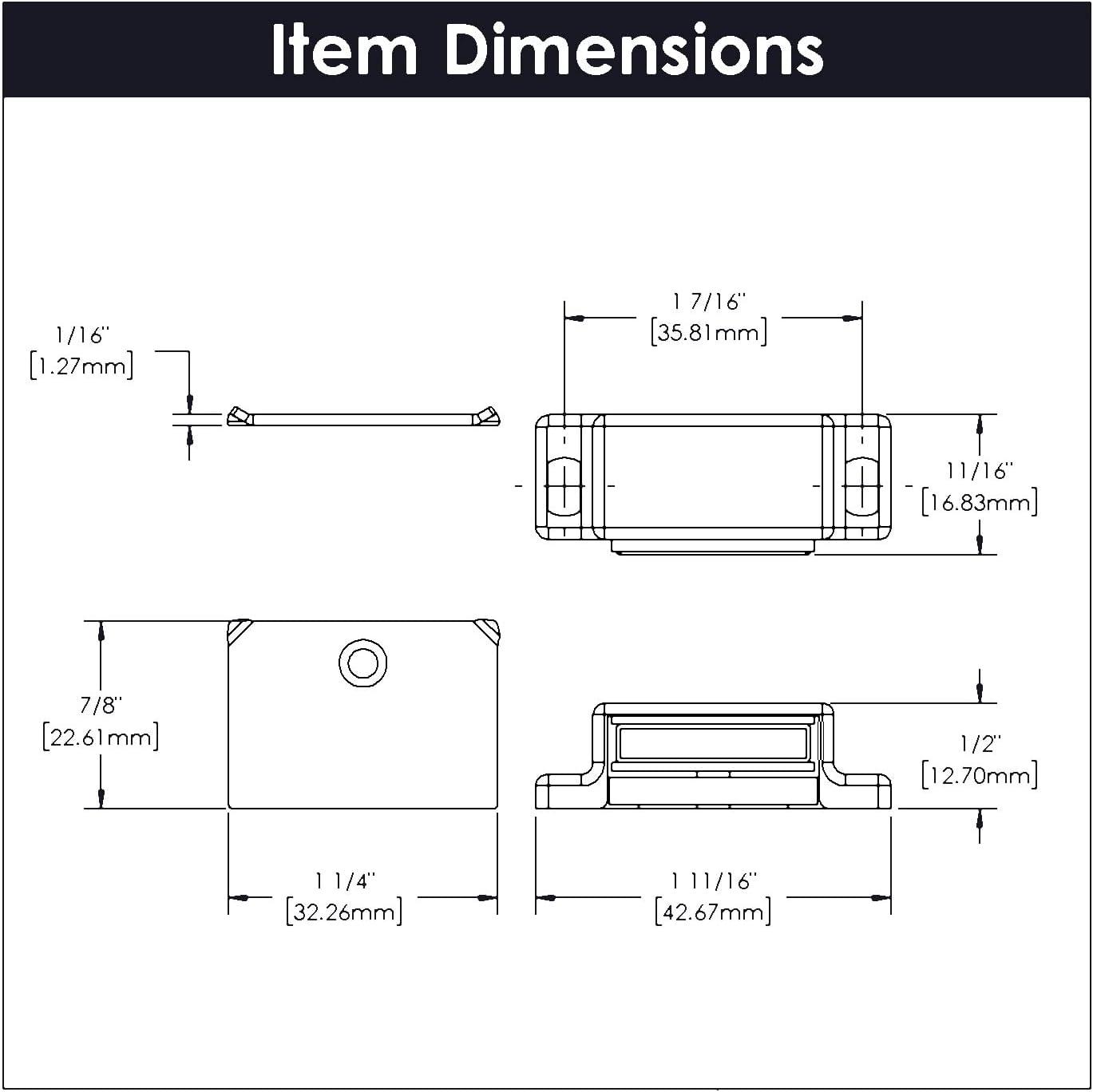 White Magnetic Cabinet Catches with Strikes, 5-Pack