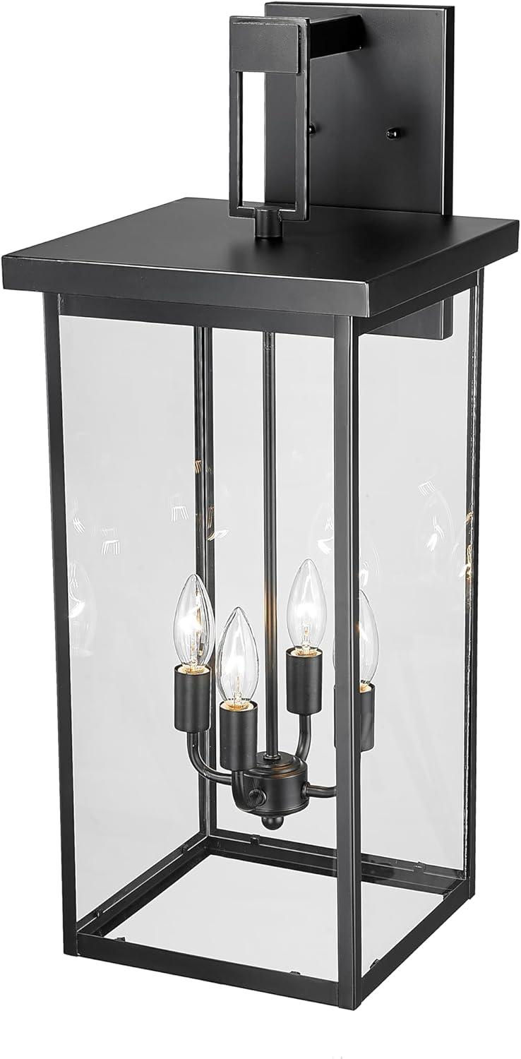 Black Steel 27" Outdoor Wall Sconce with Clear Glass Shade